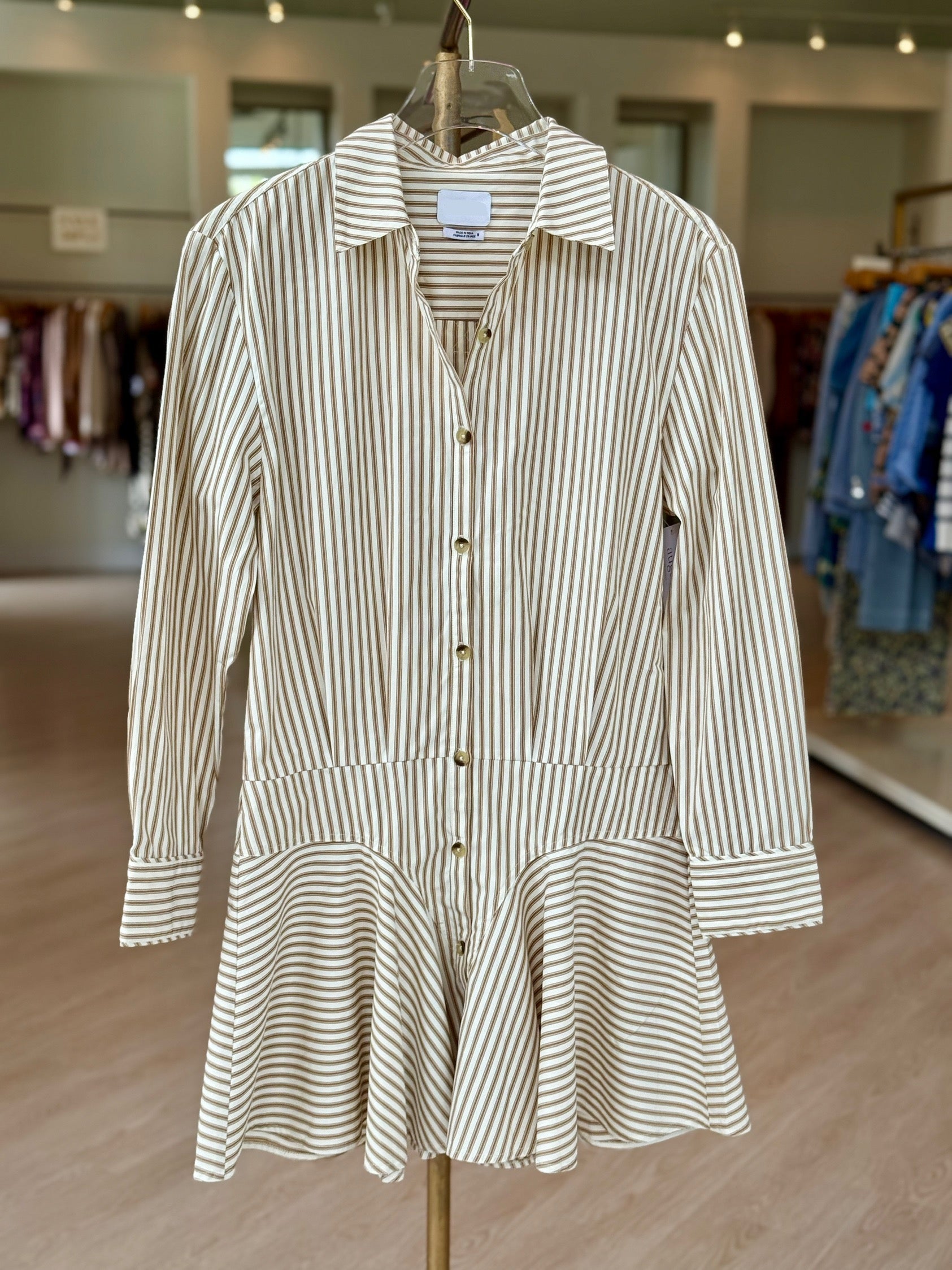 Sa2006 Brown Stripe Mini Dress