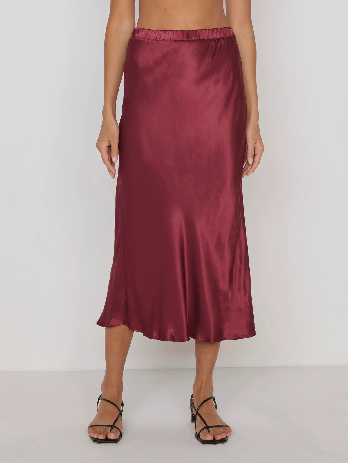 Na41618 Burgundy Satin Slip Skirt