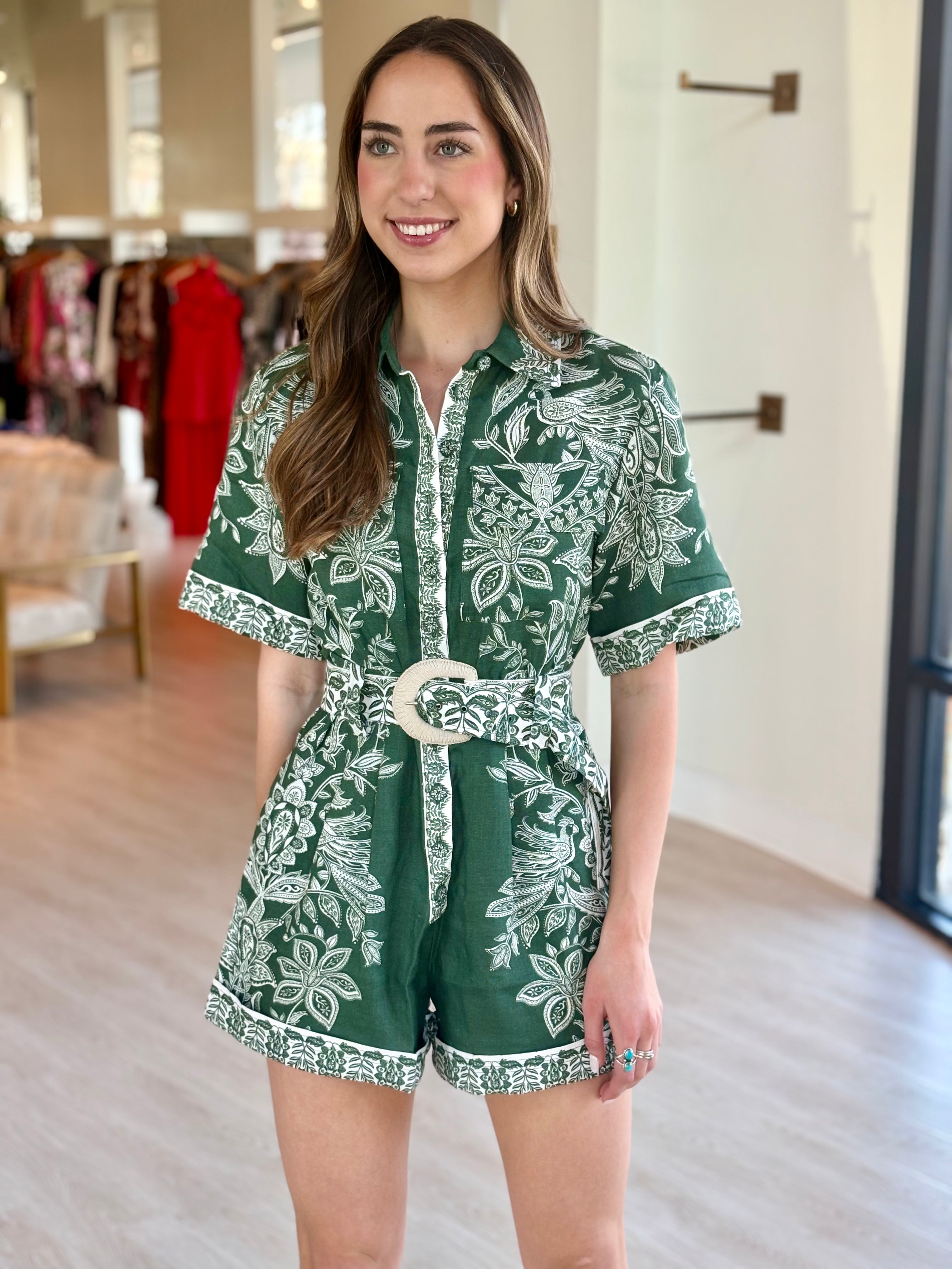 Fa347763 Green Floral Romper