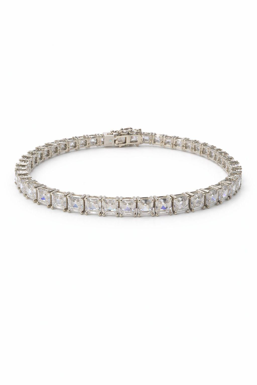 Bs119 Ascher Cut Tennis Bracelet - Silver