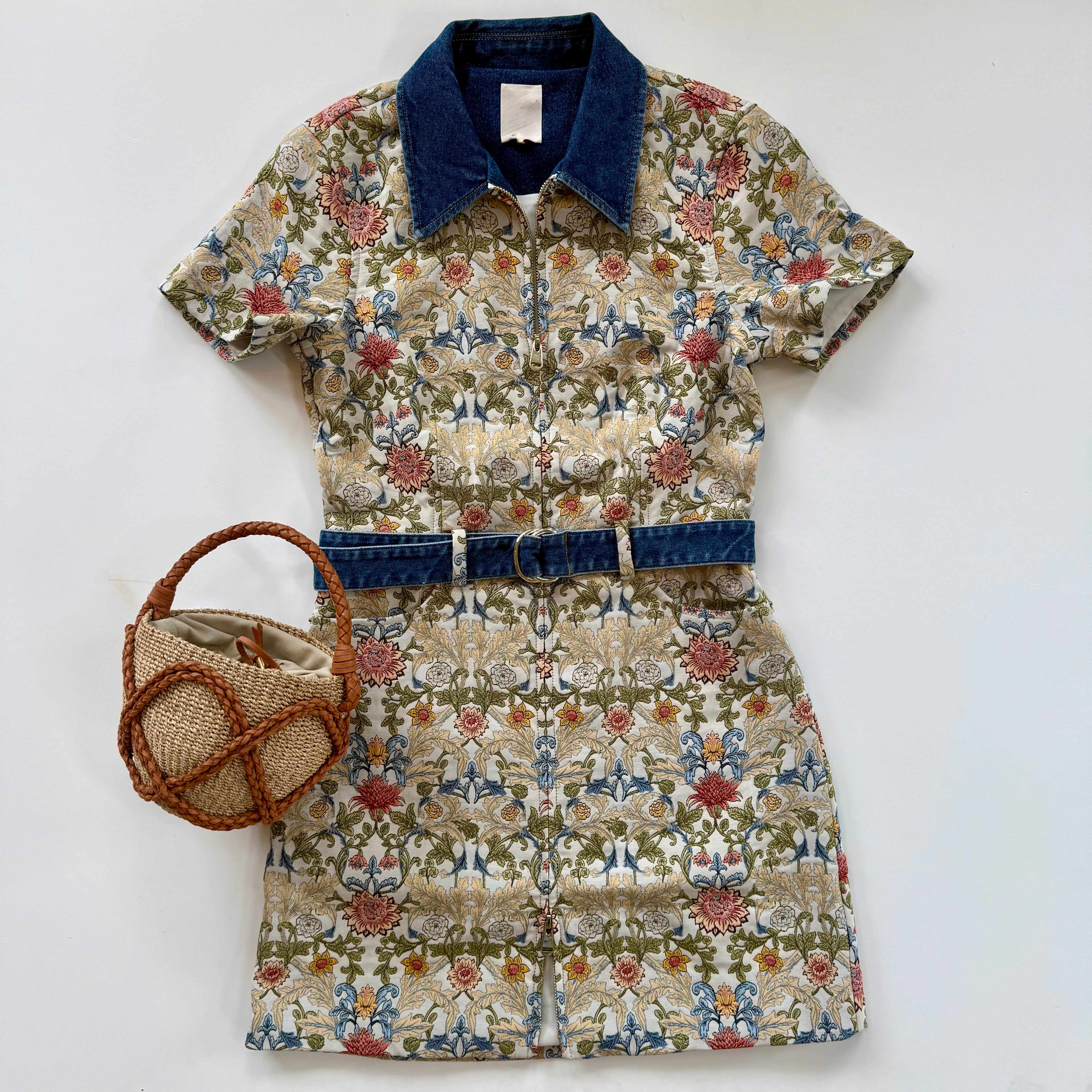 Cizd357 Floral Denim Dress