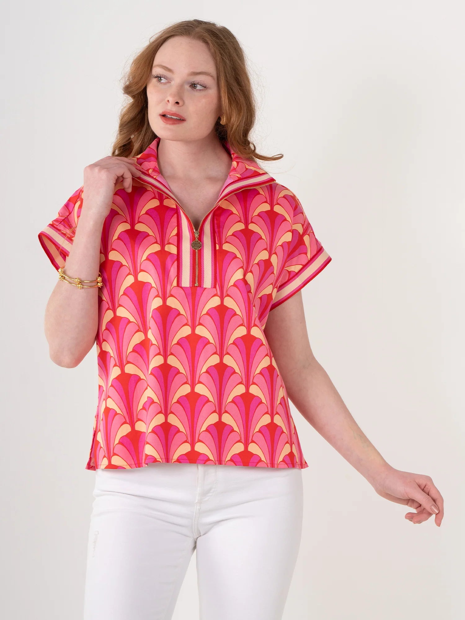 Em188 Scallop Print Popover Top