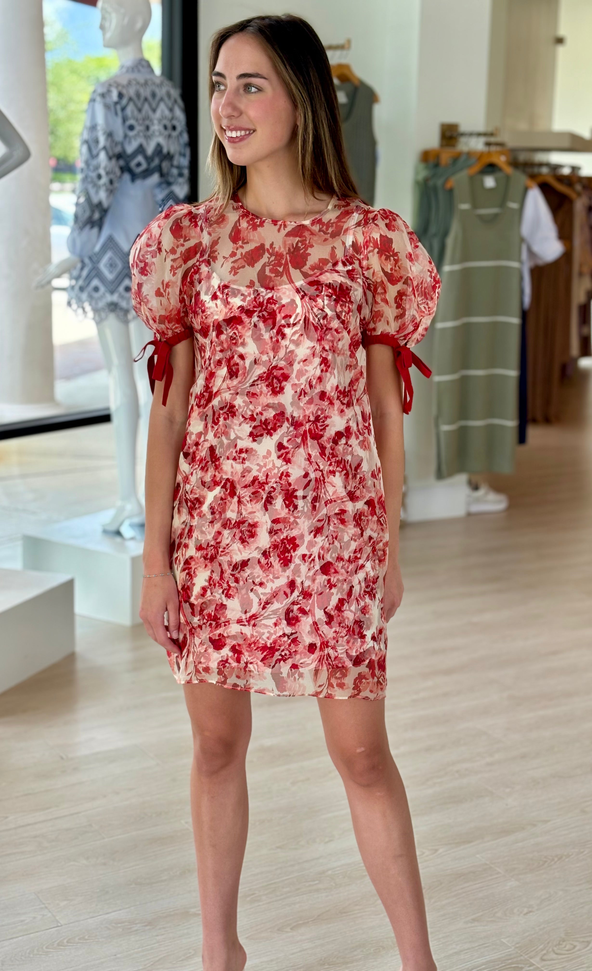 Cizd3055 Floral Ribbons Dress
