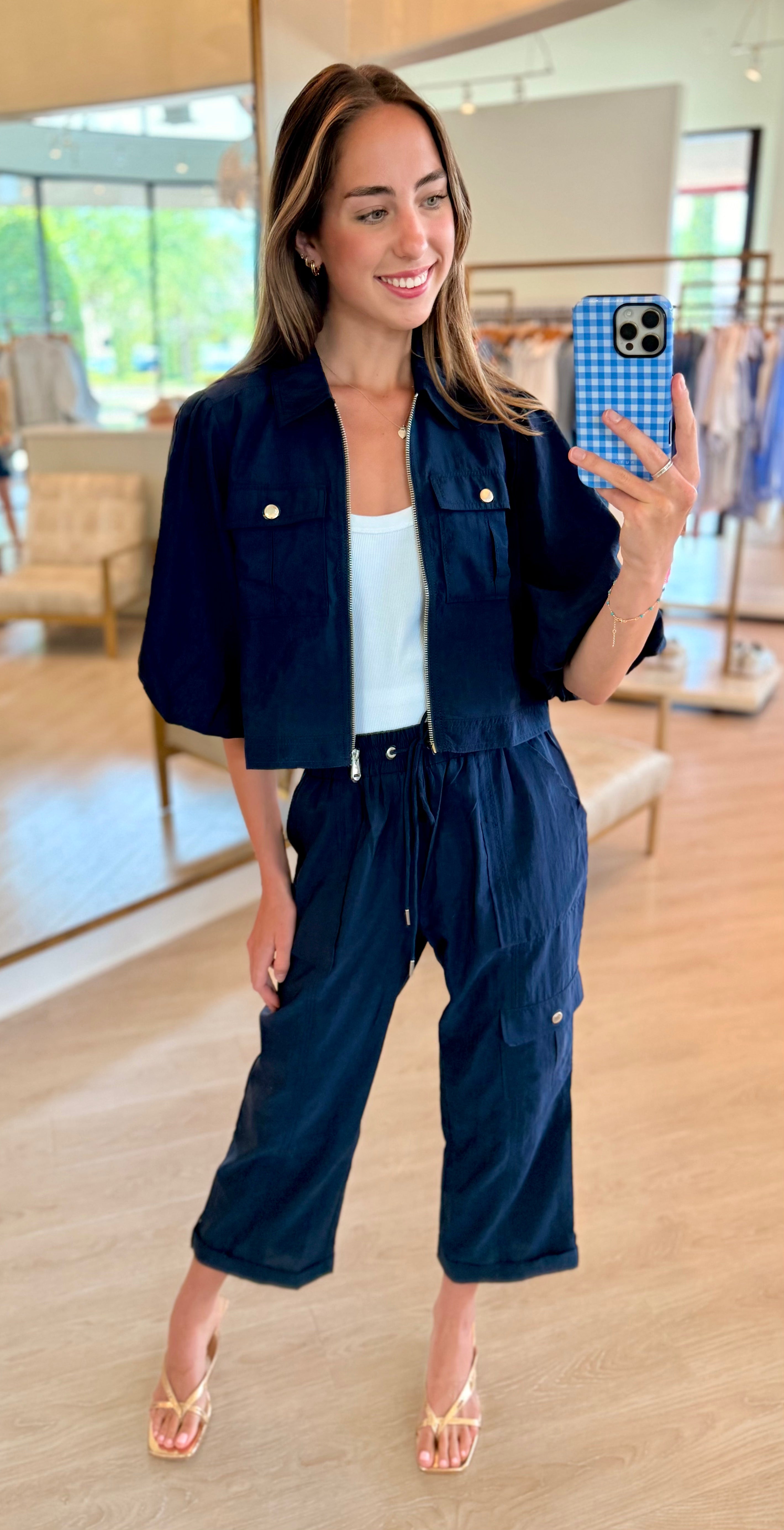 Cizp5130 Navy Cropped Pant