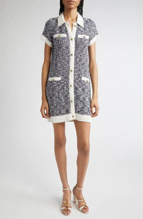 Cizk8185 Navy Boucle Dress