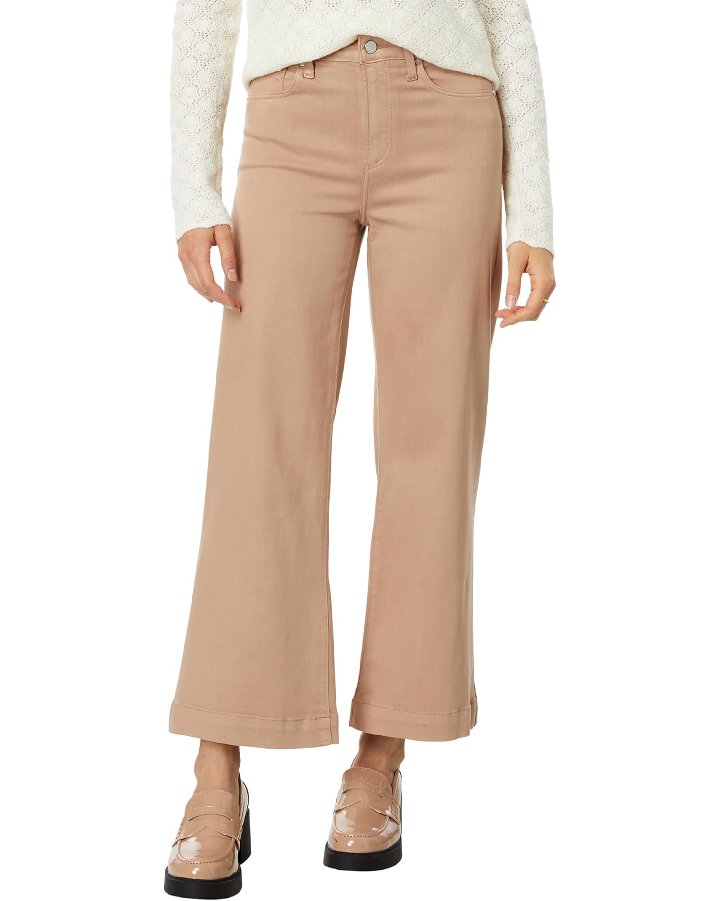 Pa6713 Latte Coated Wide Leg Jean