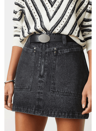 Su5204 Carbon Denim Mini Skirt