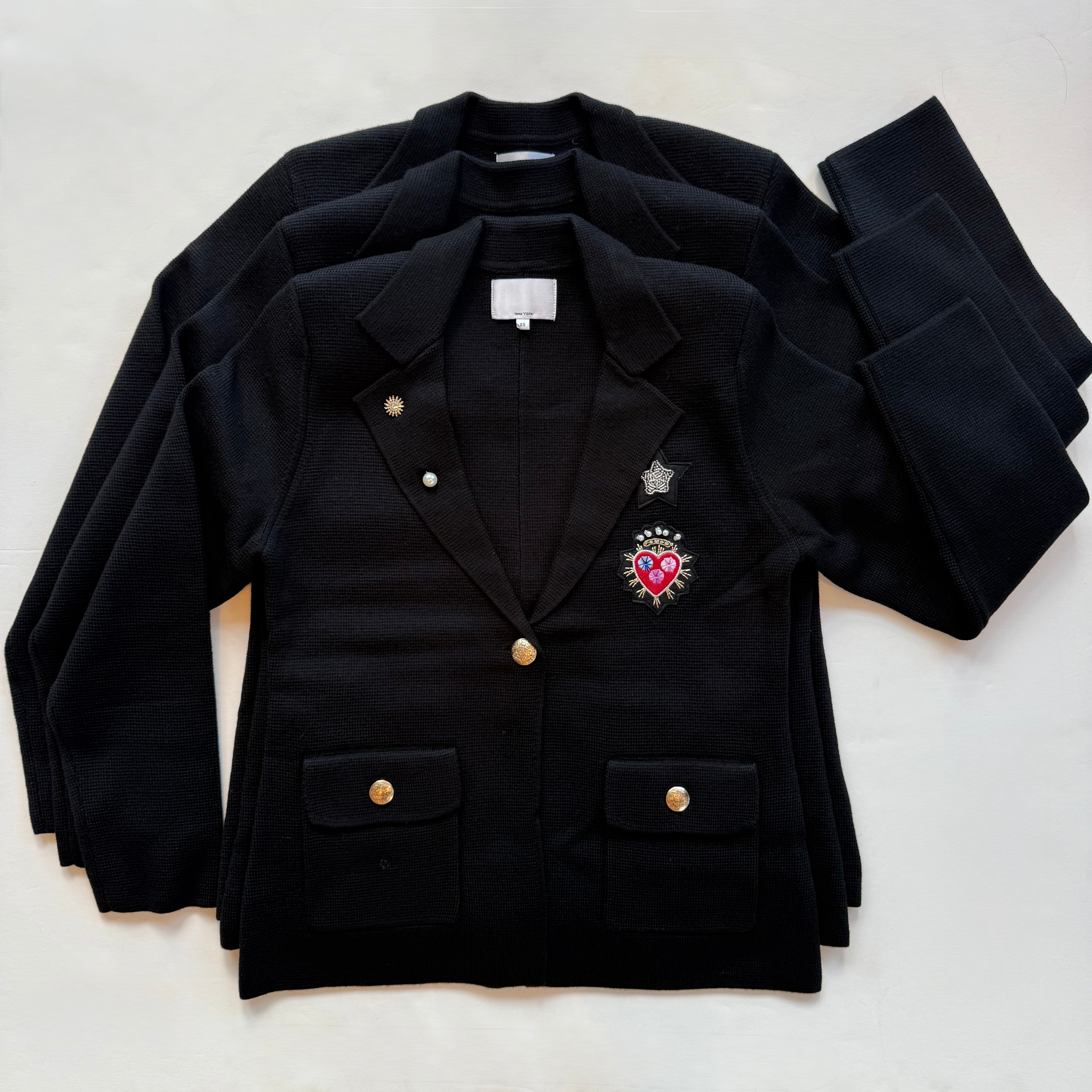 Pafk25 Black Knit Blazer