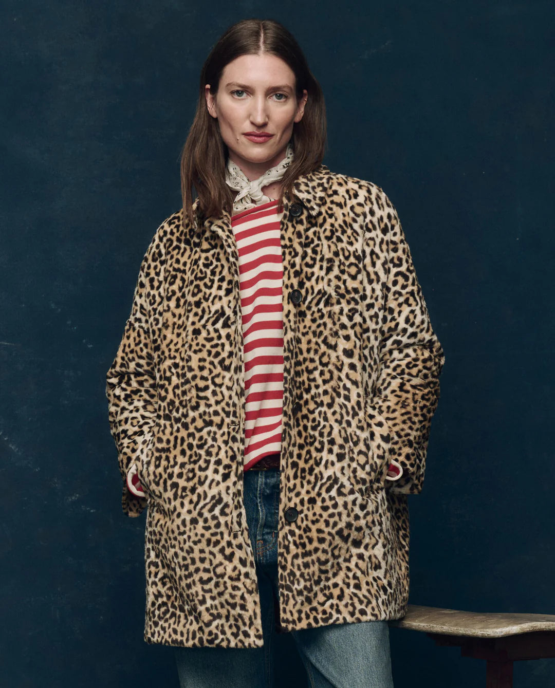 Gr6896 Car Coat - Vintage Leopard
