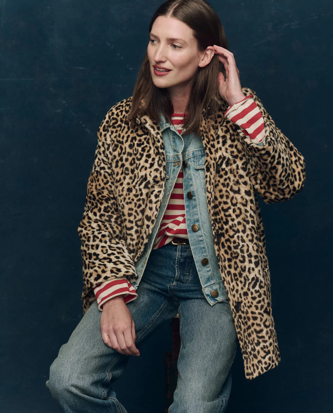 Gr6896 Car Coat - Vintage Leopard