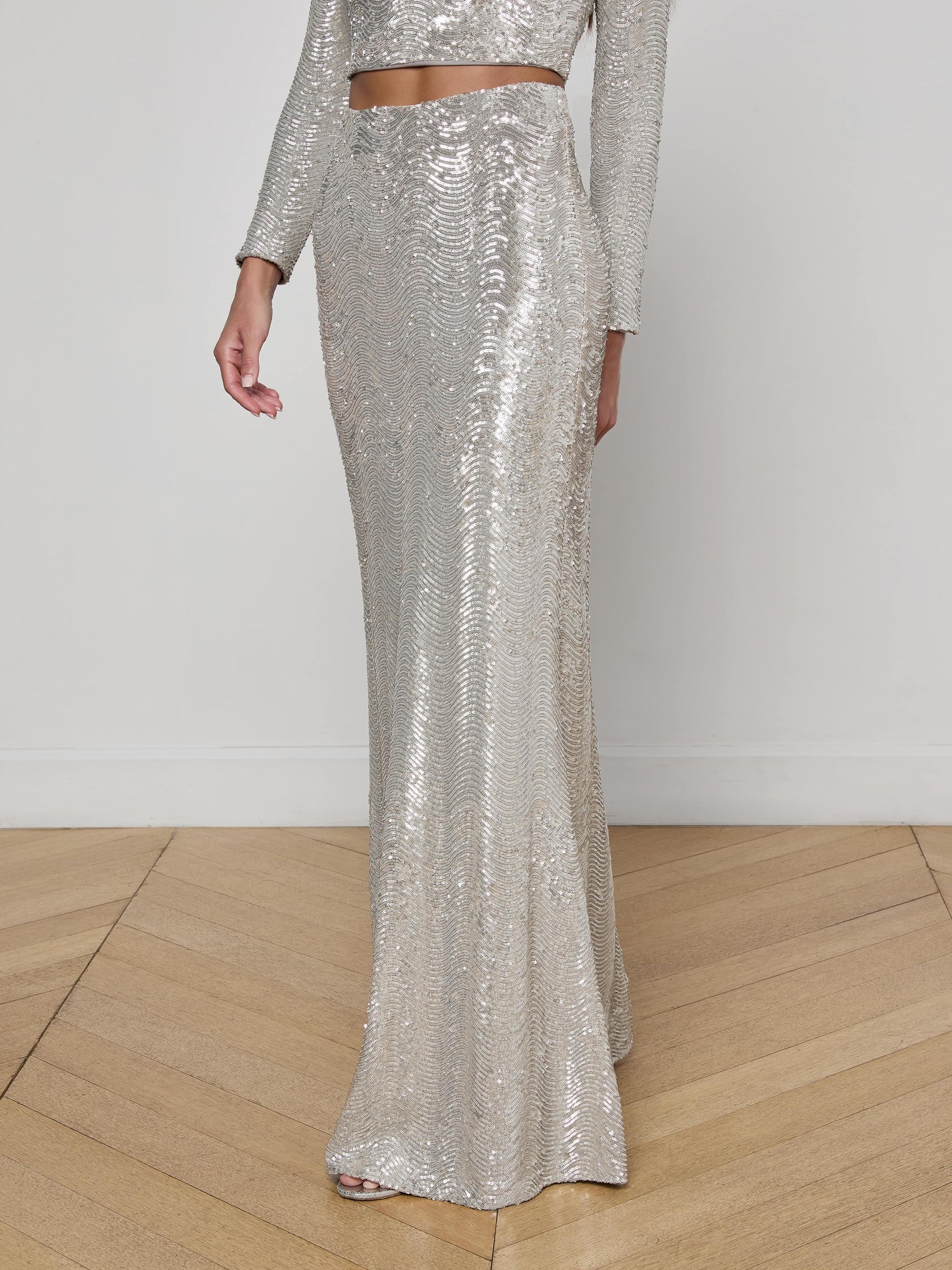 La3427 Sequin Long Maxi Skirt