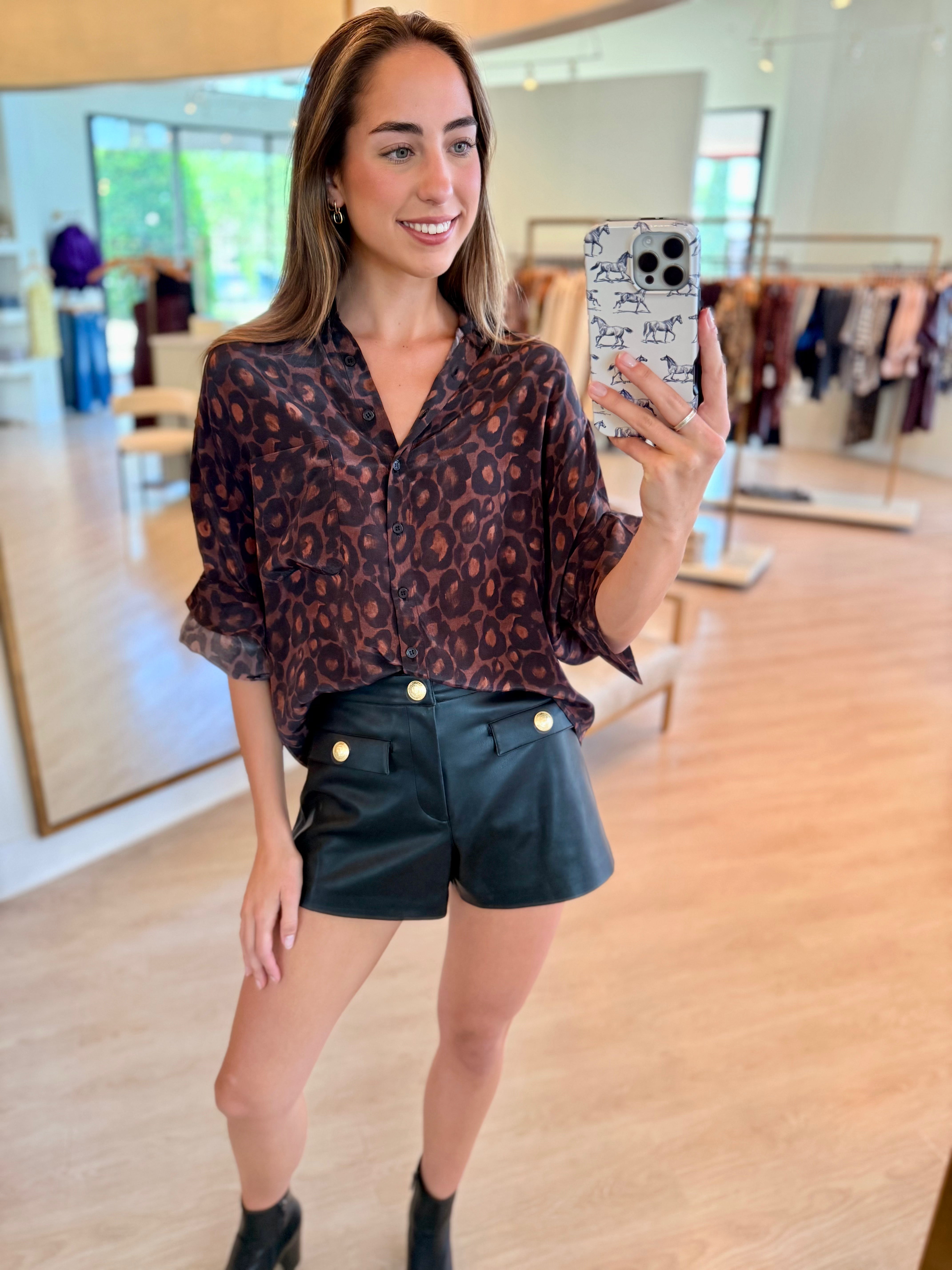 Ka11042 Animal Print Cropped Blouse