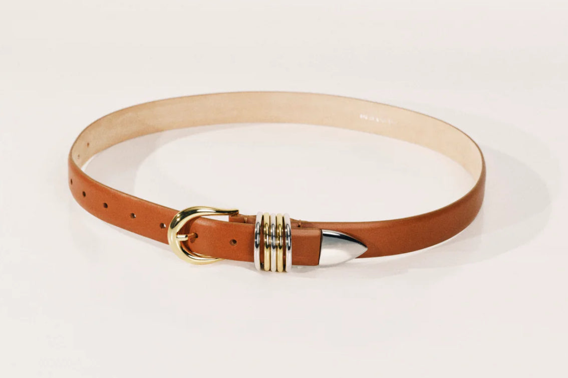 Kristen Mixed Metal Belt - Cognac