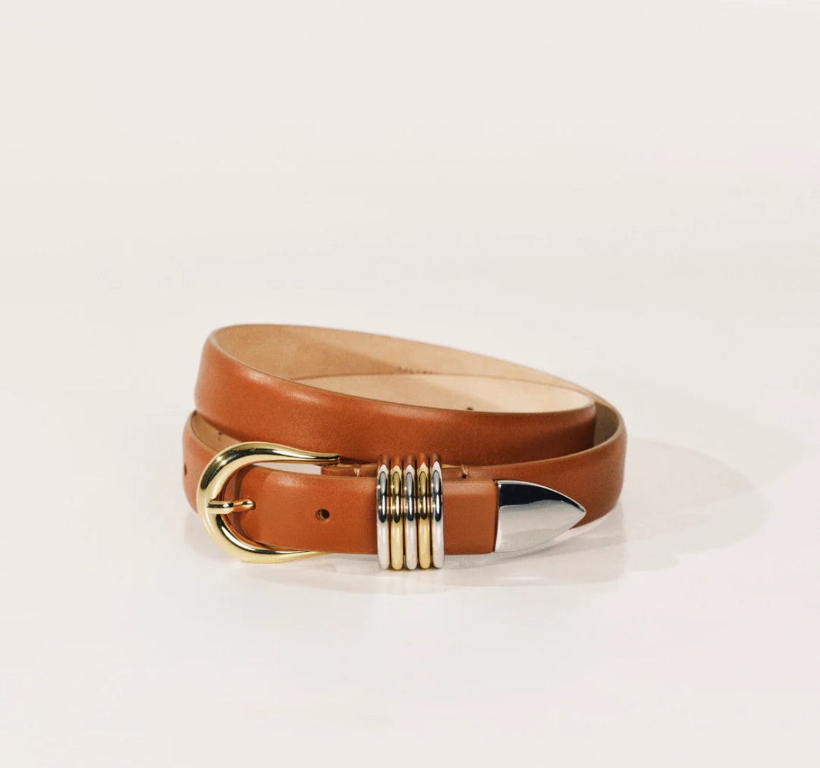Kristen Mixed Metal Belt - Cognac