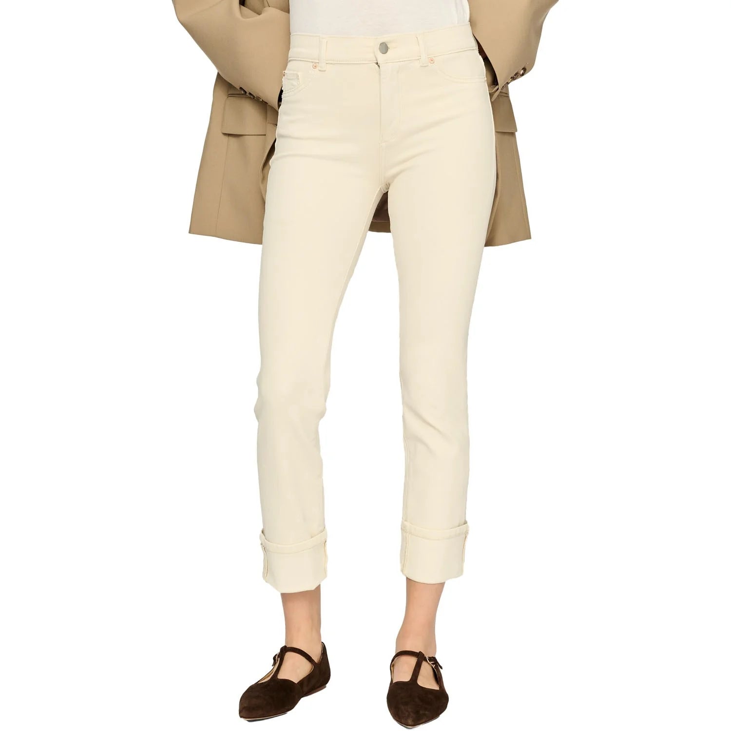 Dl14208 Straight Cuffed Jean - Crema