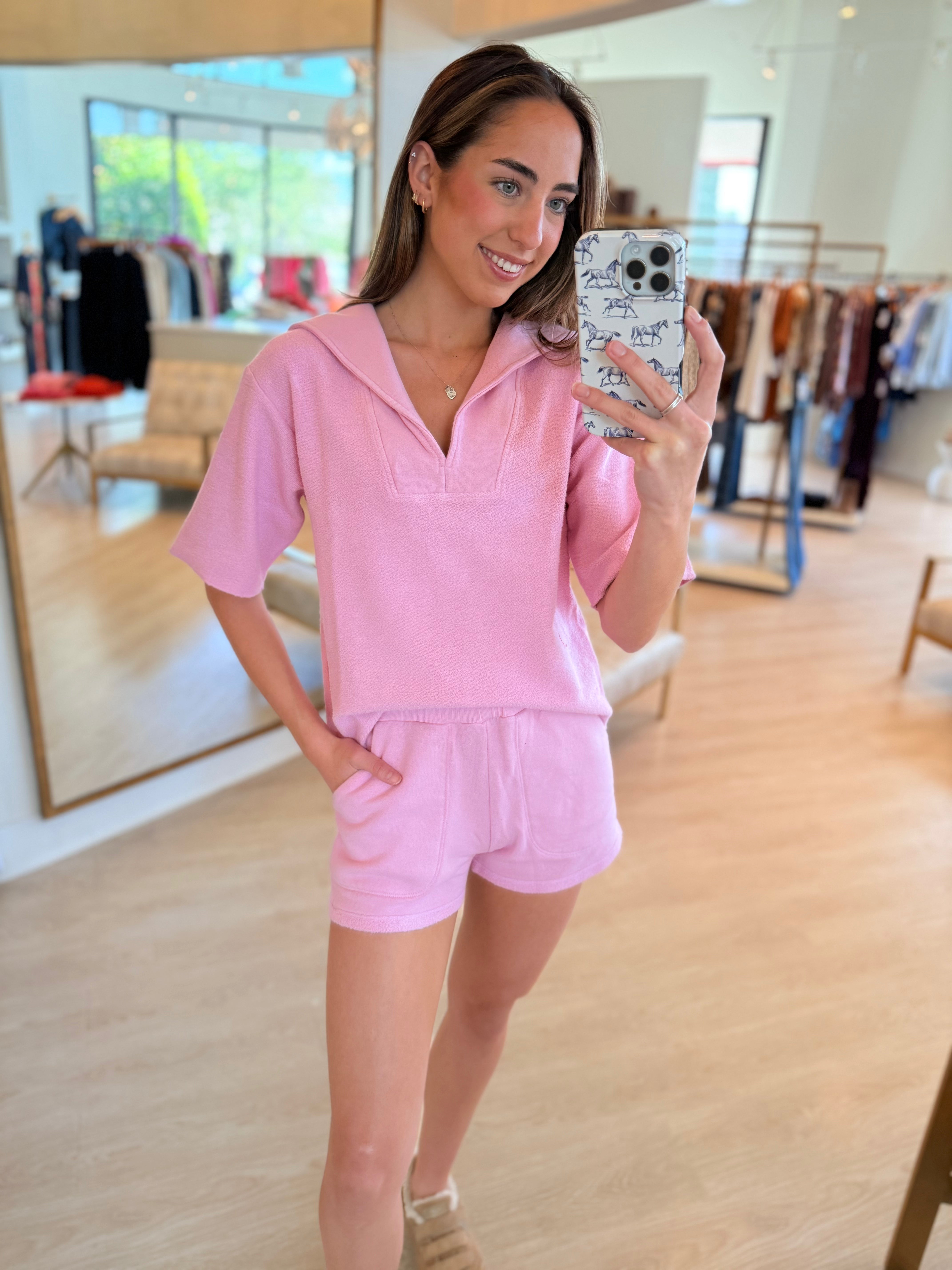 St3259 Pink Terry Shorts