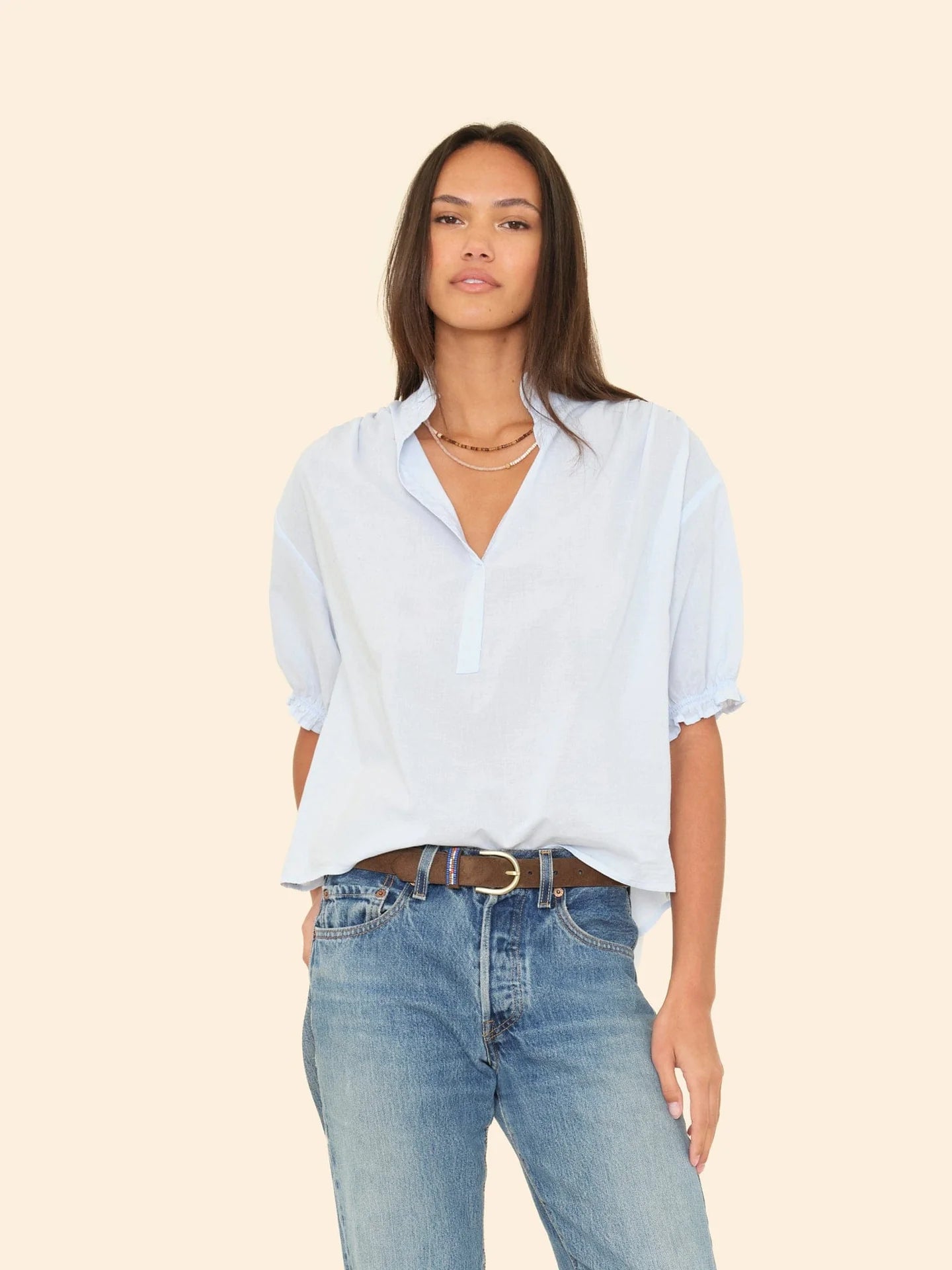 Xix5ctp048 Sky Popover Blouse