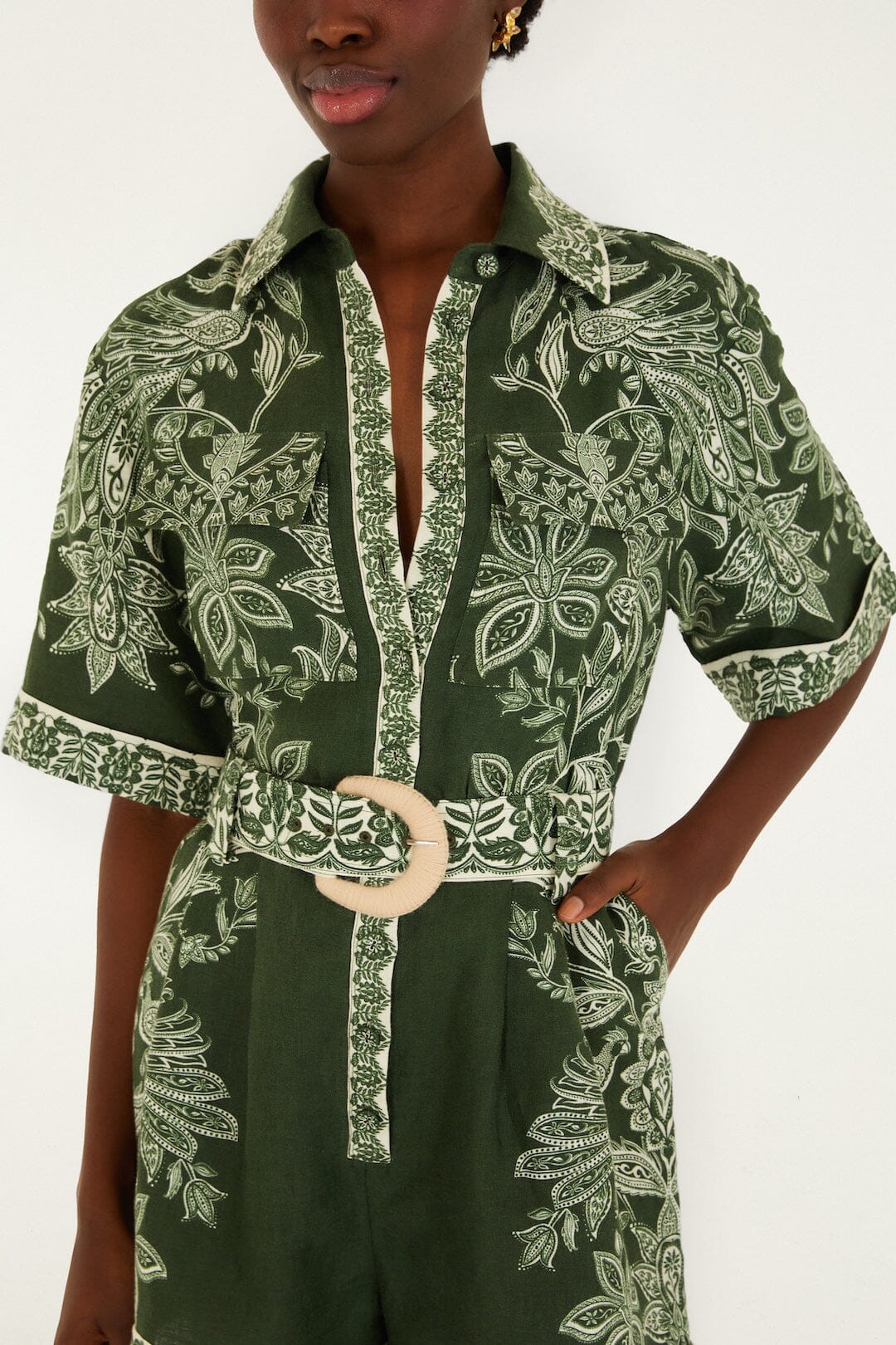 Fa347763 Green Floral Romper
