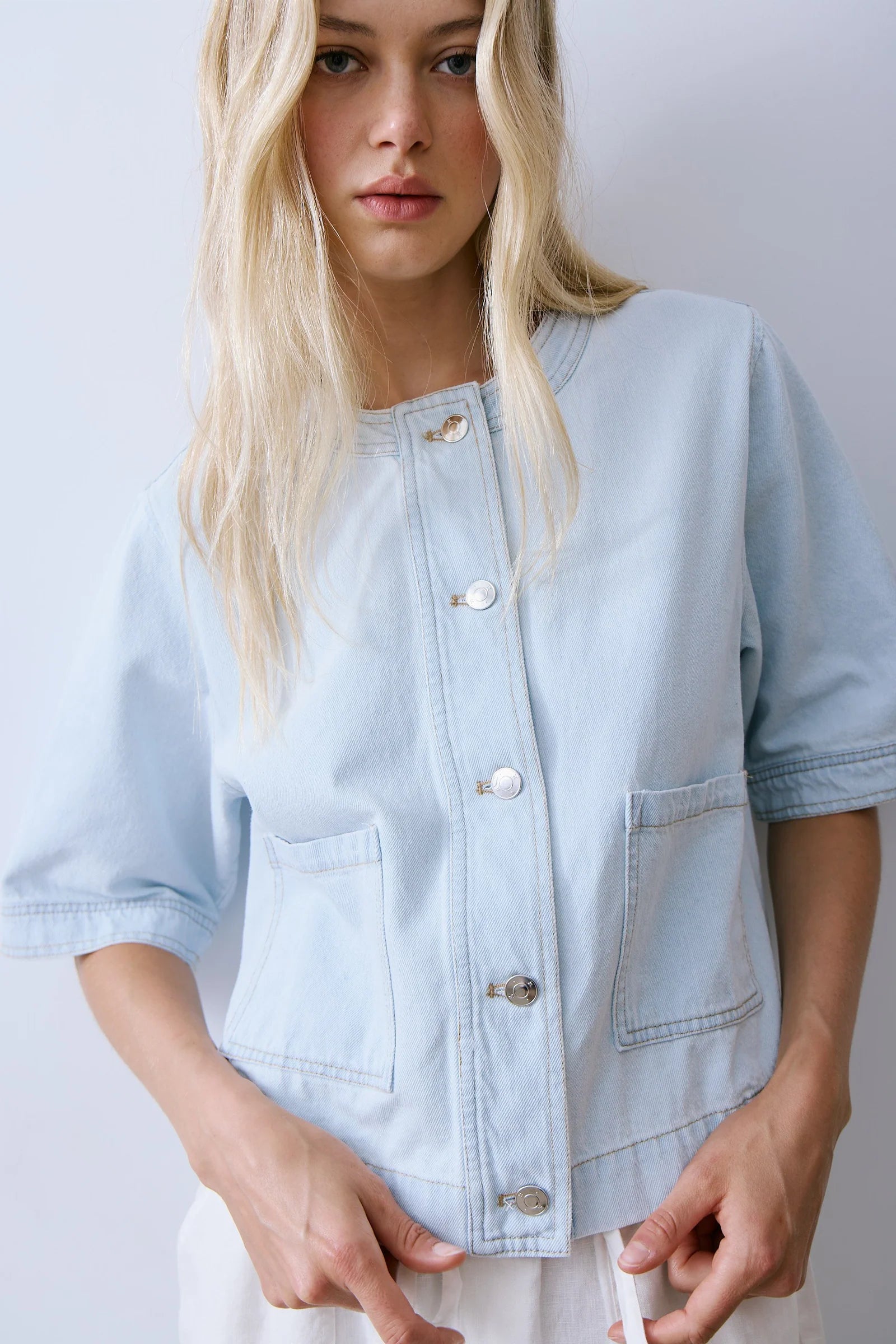 Mesp5385 Light Wash Shacket