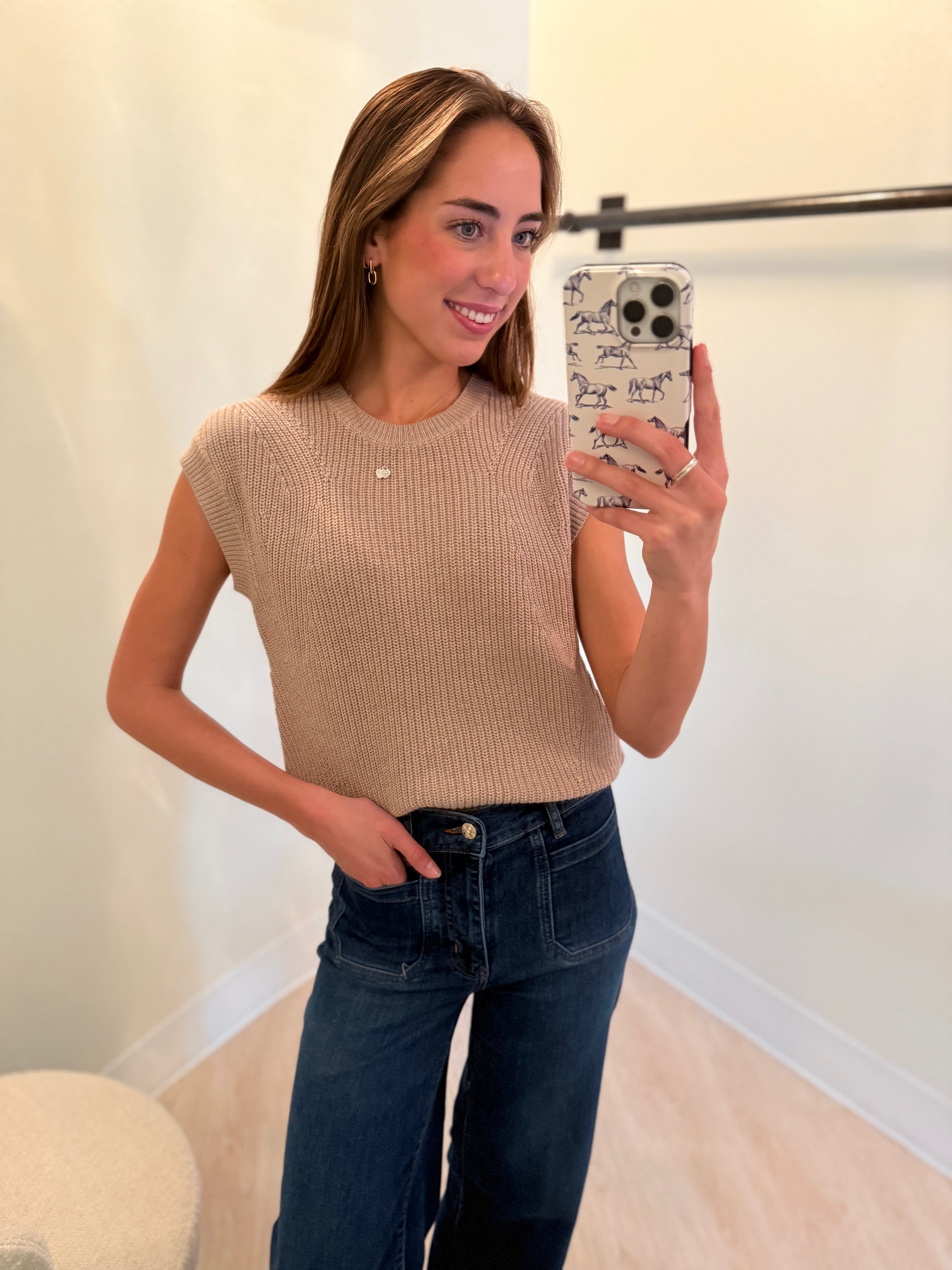 Js22058 Sleeveless Sweater - Taupe