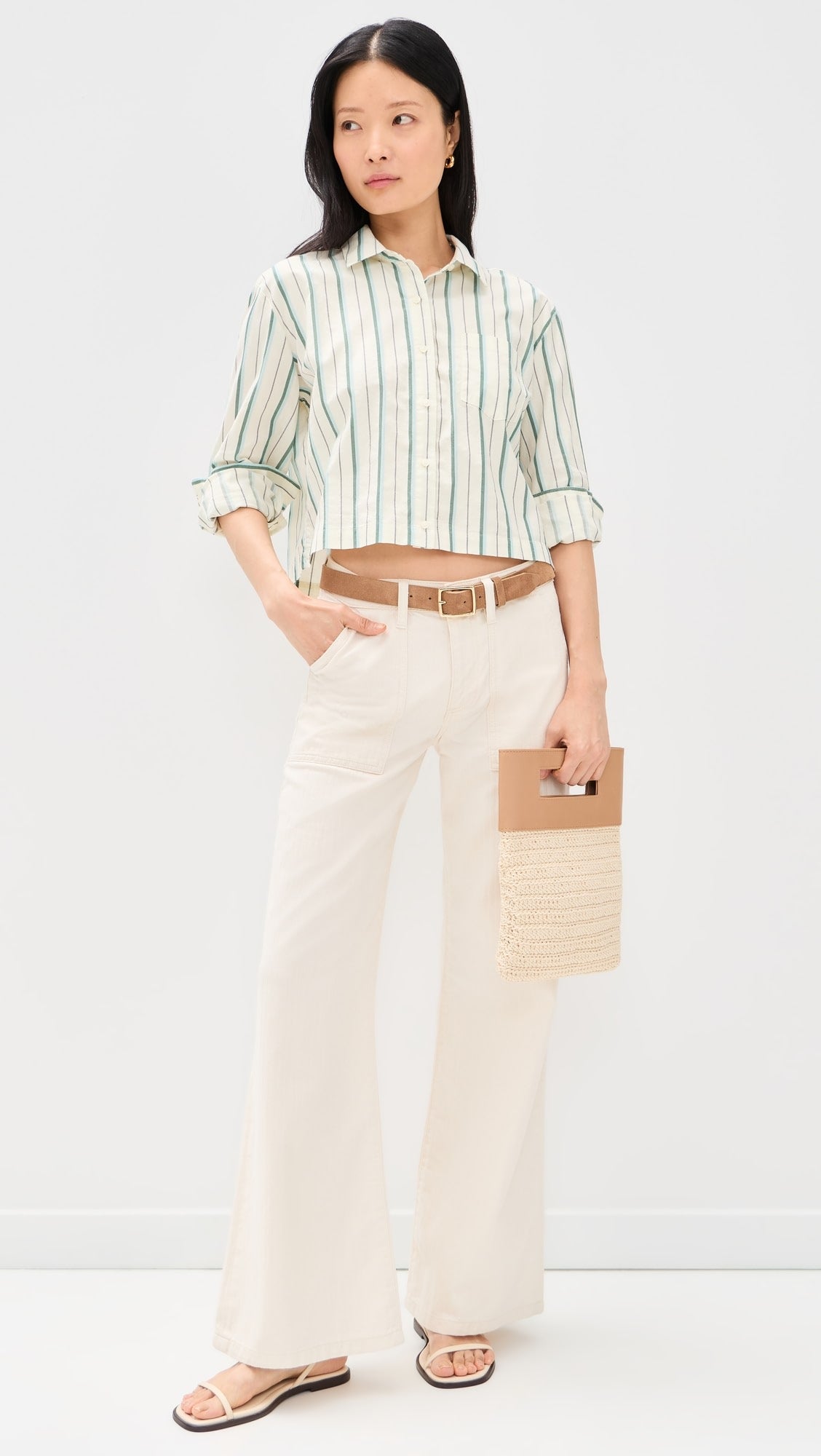 Tr6808 Green Stripe Top