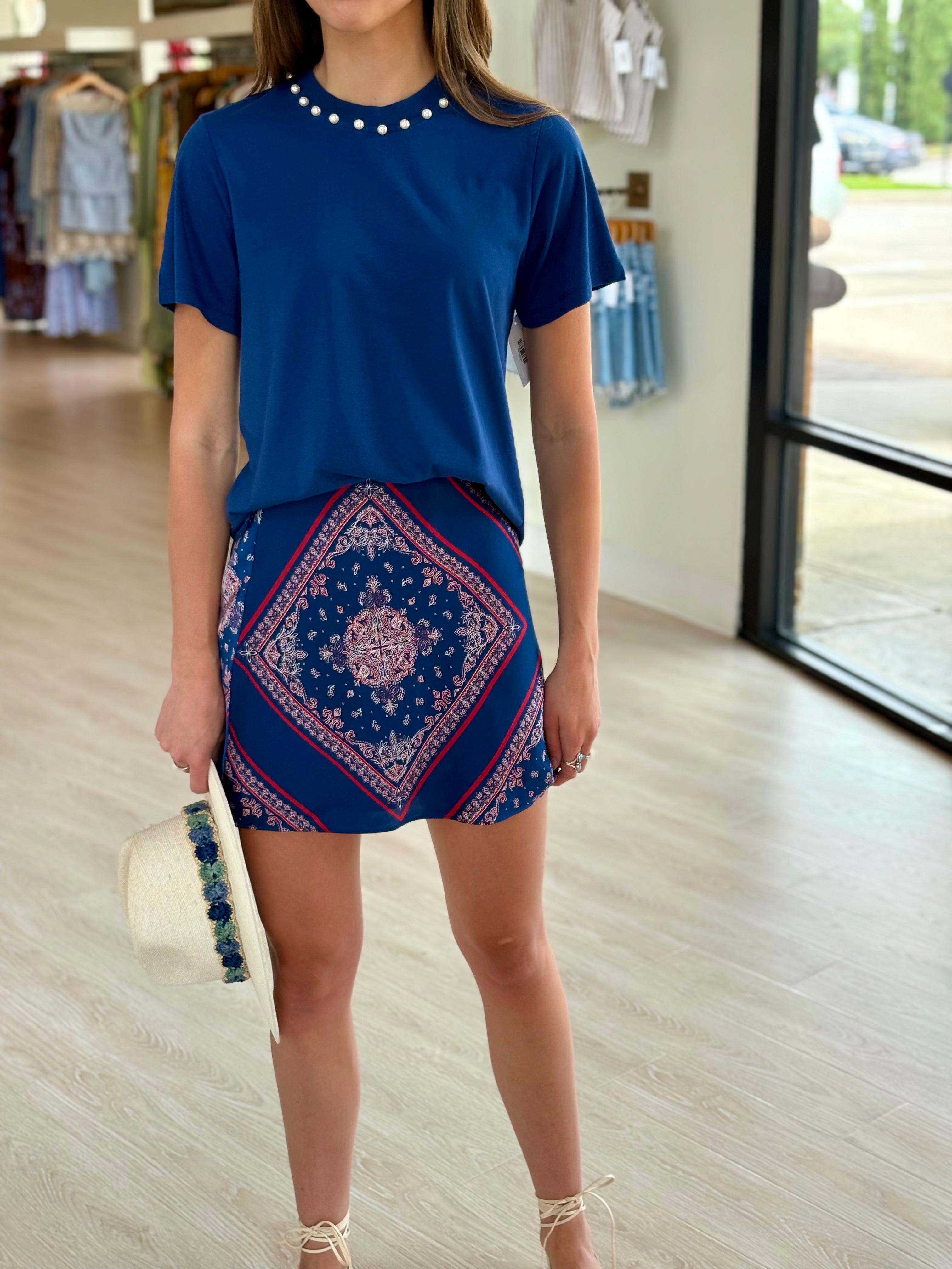 Cak02 Silk Bandana Mini Skirt