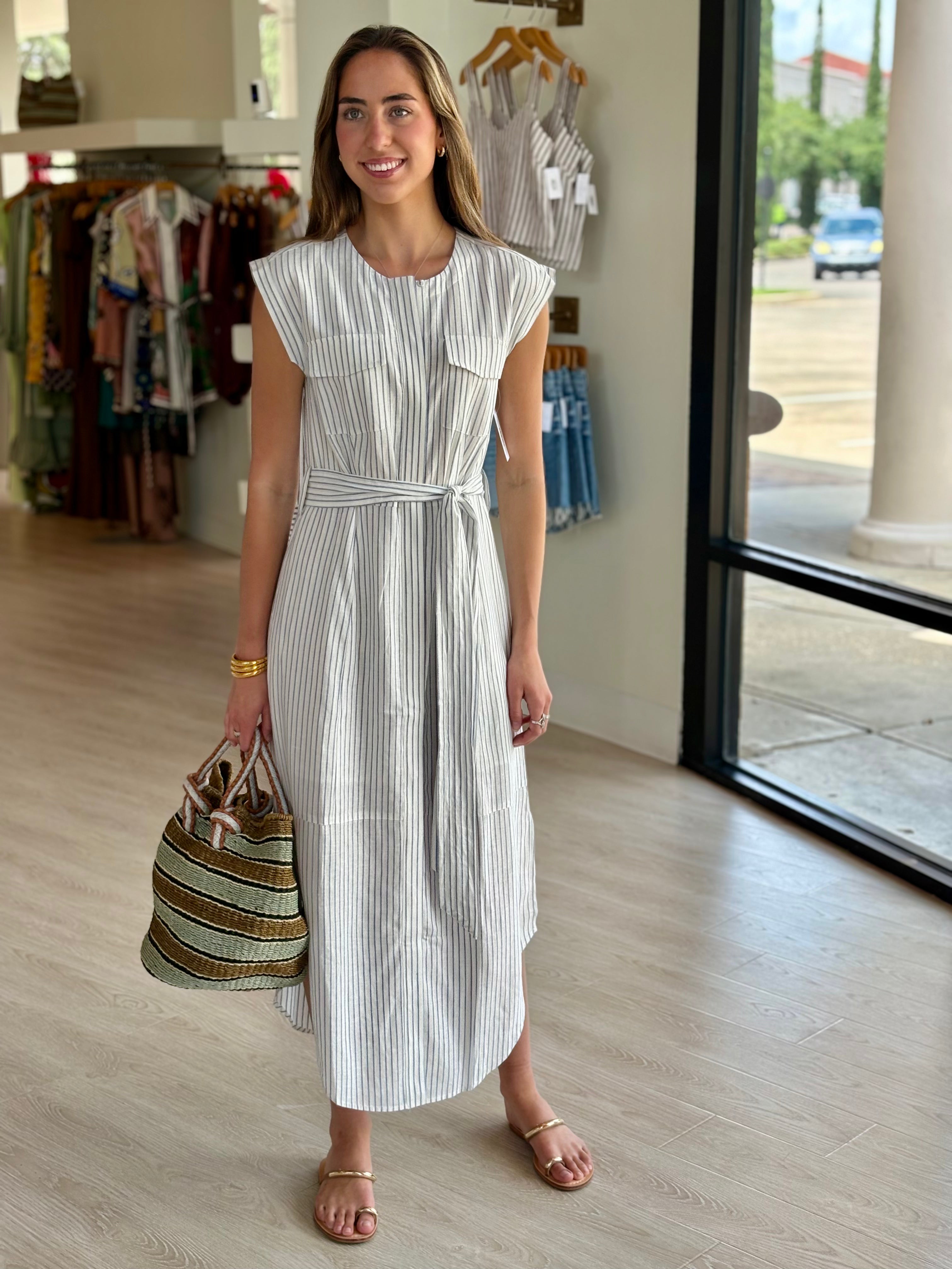Ma2j26 Striped Tailored Midi Dress