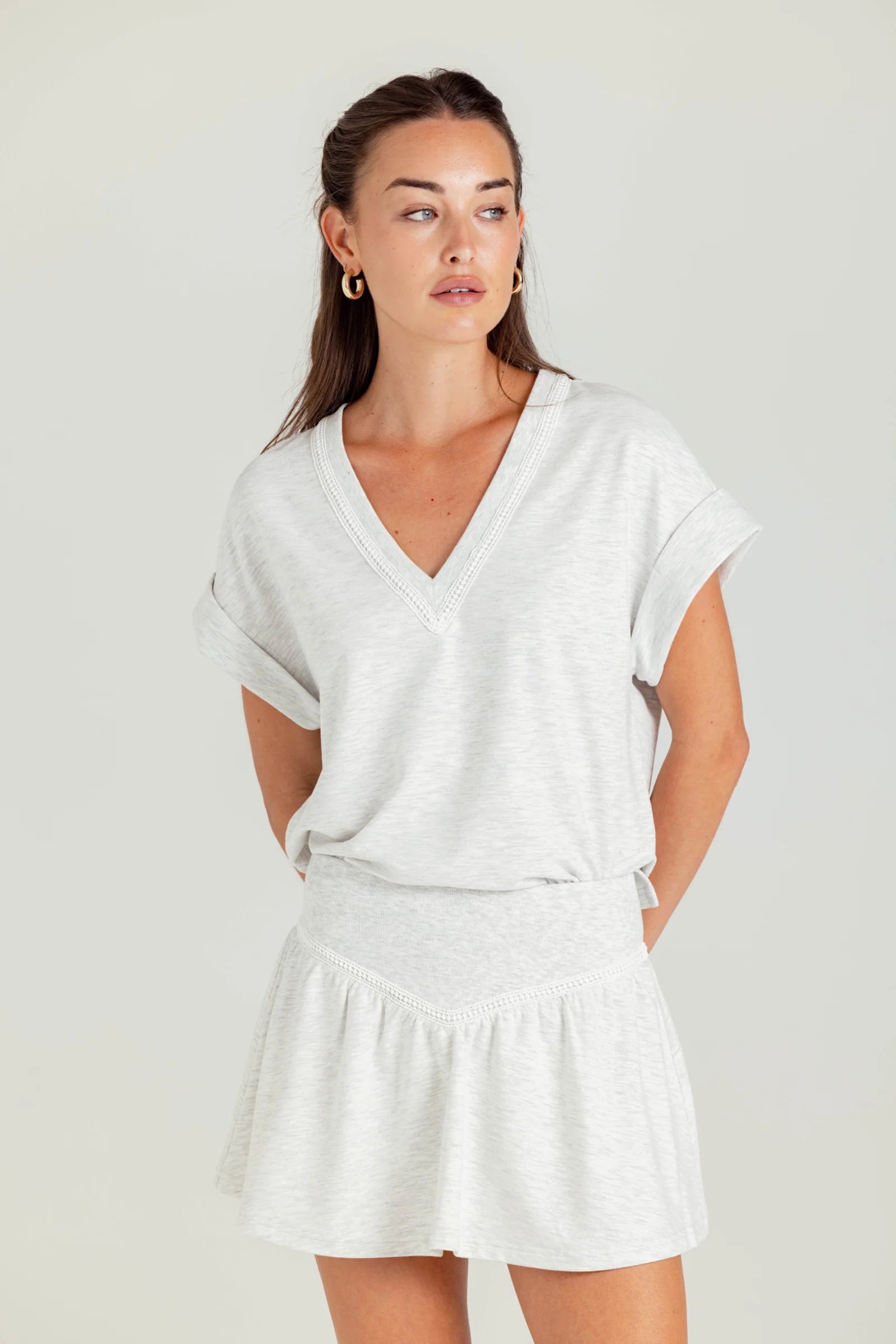 Su079 Pull On Skort - Light Grey