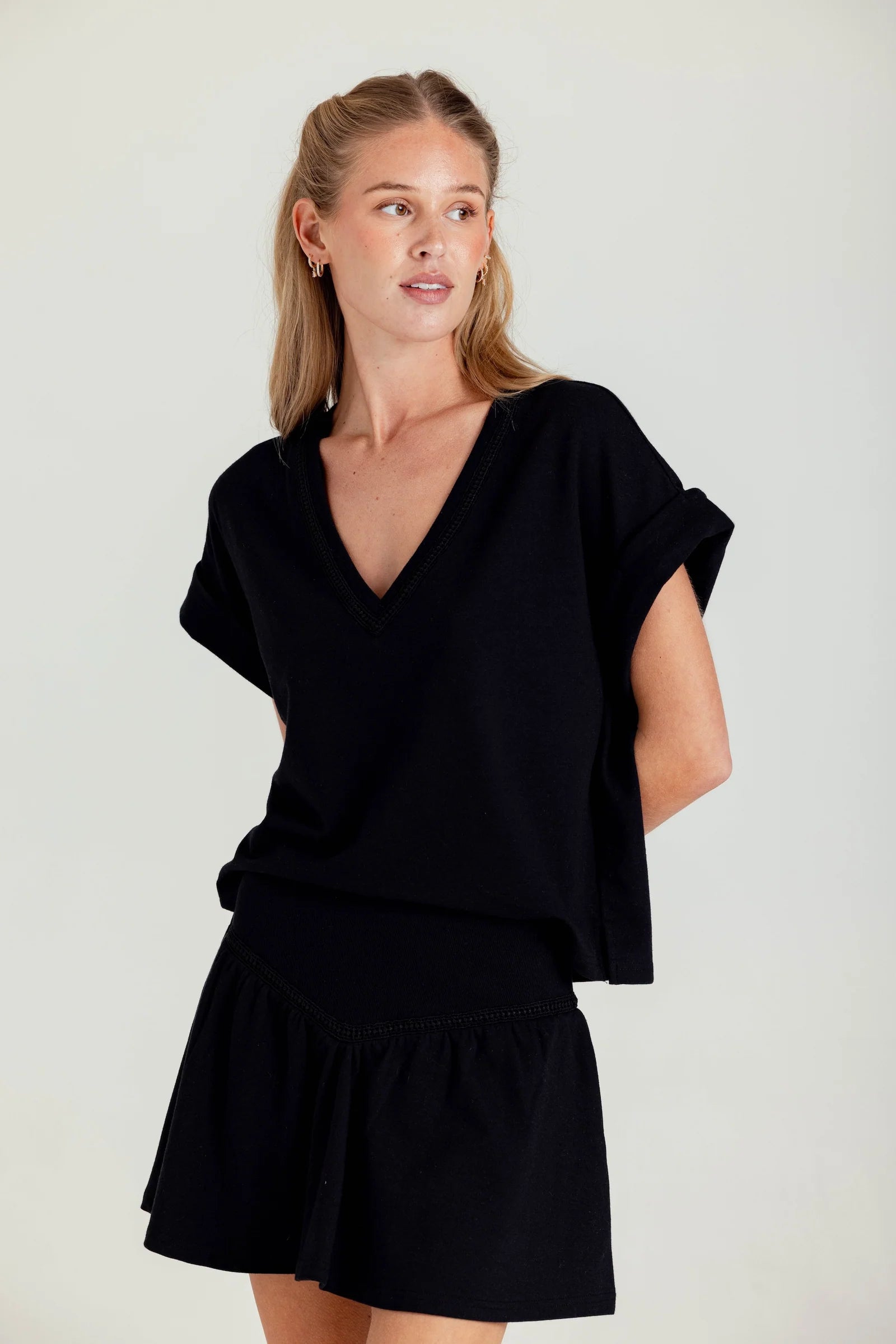 Su079 Pull On Cotton Skort - Black