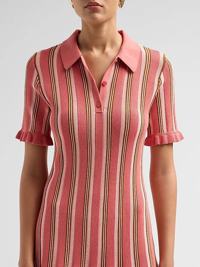 Cizk108 Pink Stripe Knit Dress