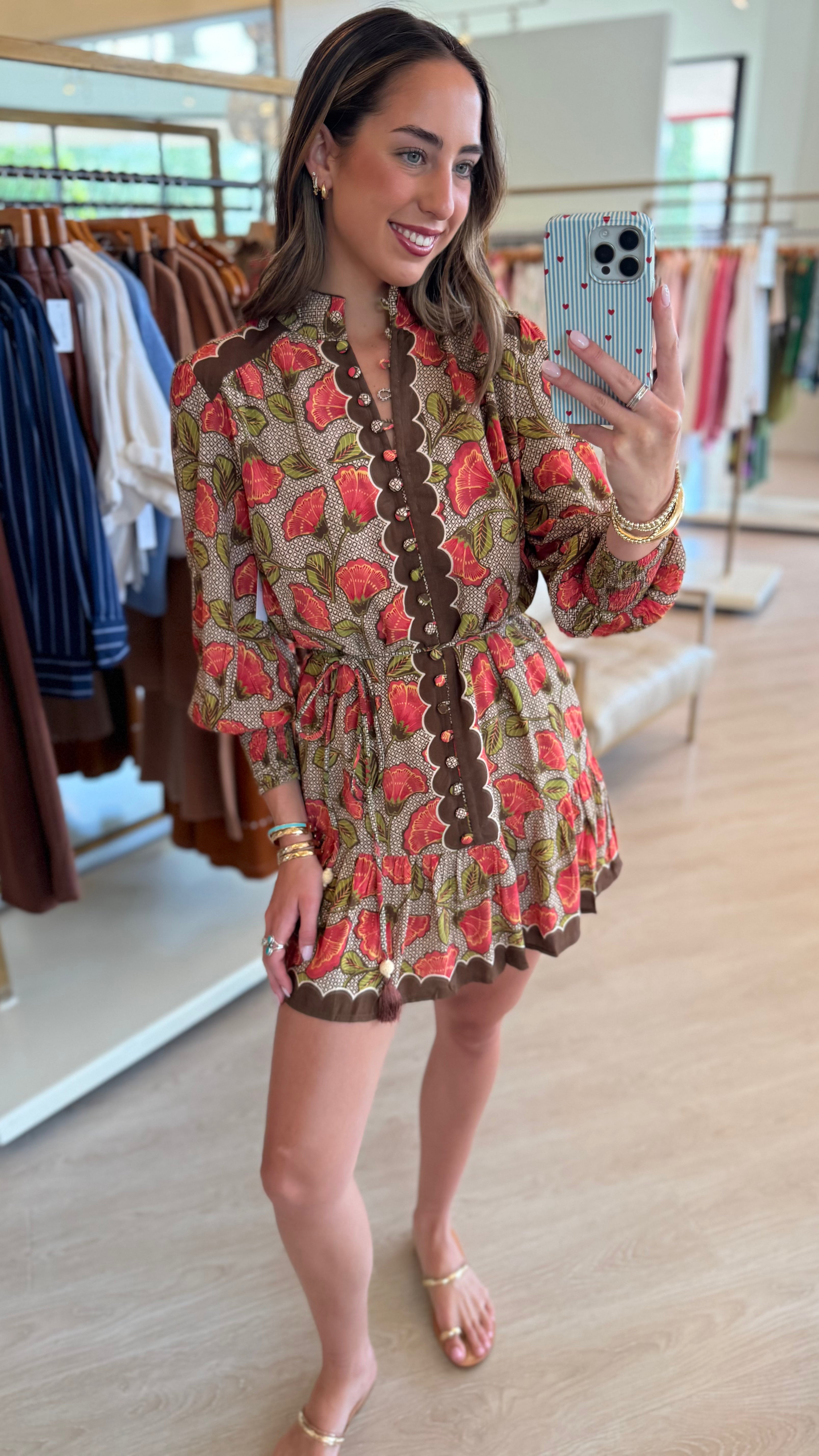 El1143 Floral Fan Mini Dress