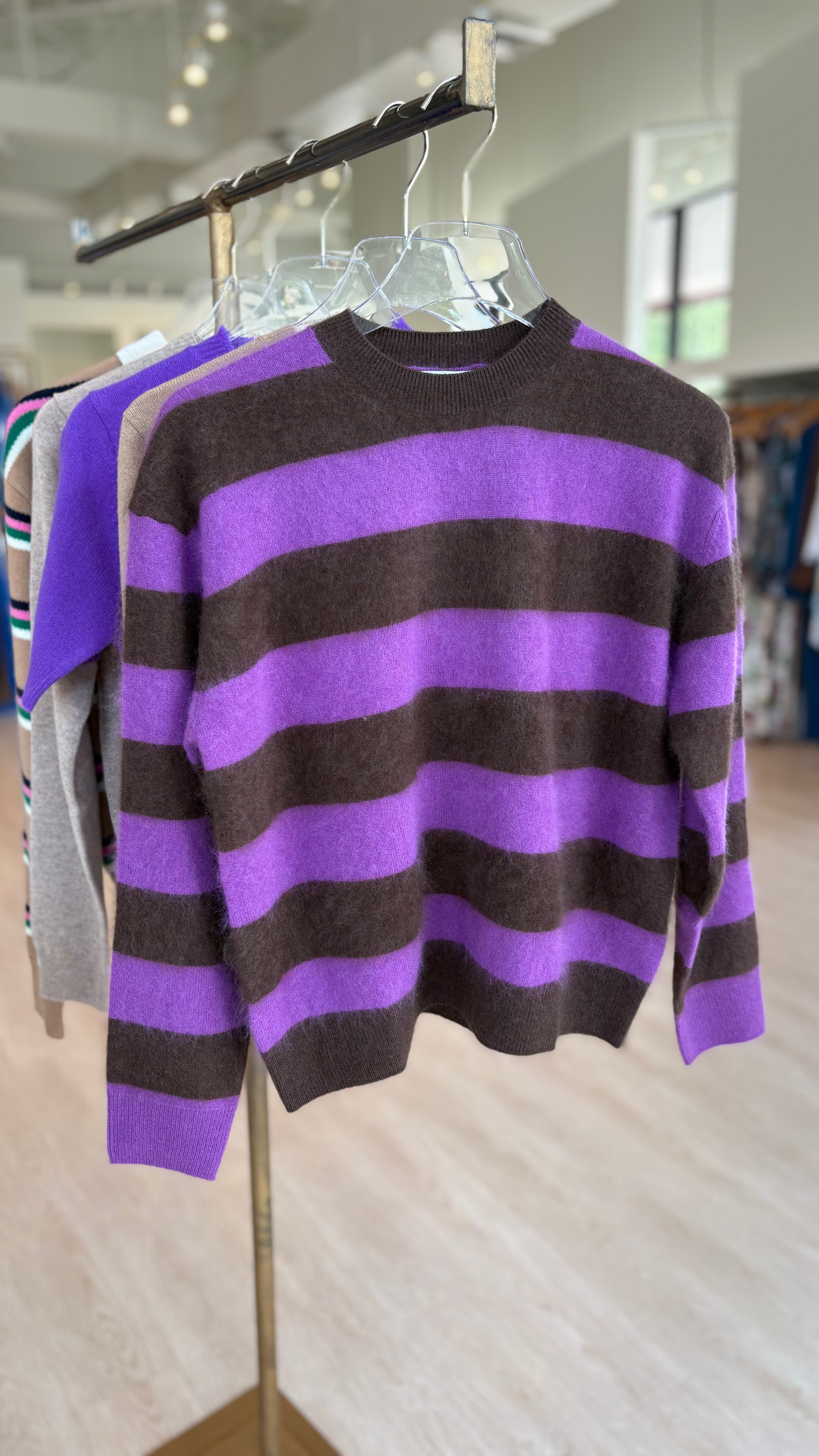 Ju3025 Misty Purple Striped Sweater