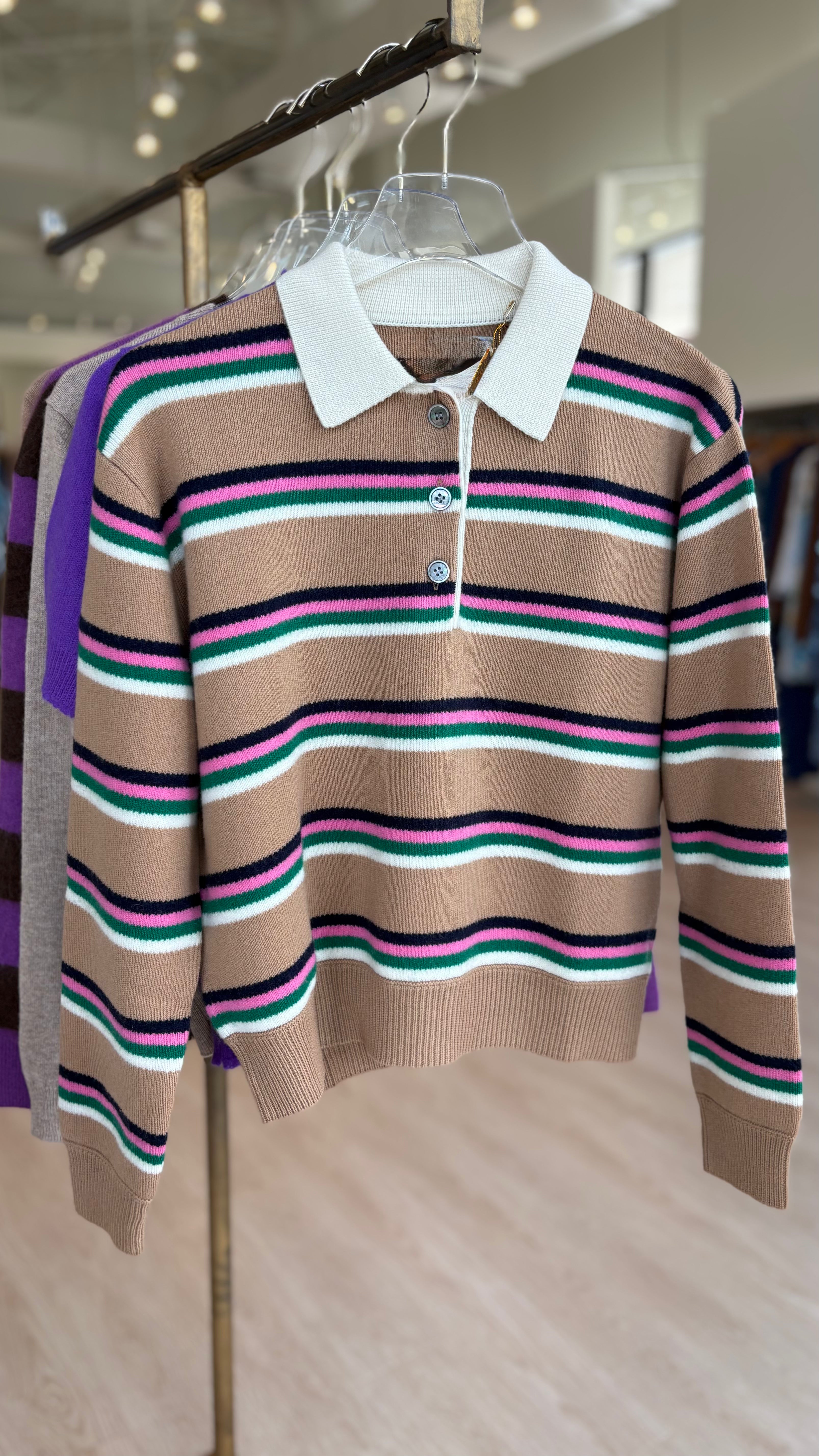 Ju6031 Striped Rugby Sweater
