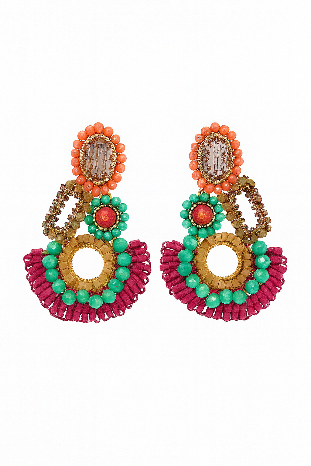 Woven Earring - Pink
