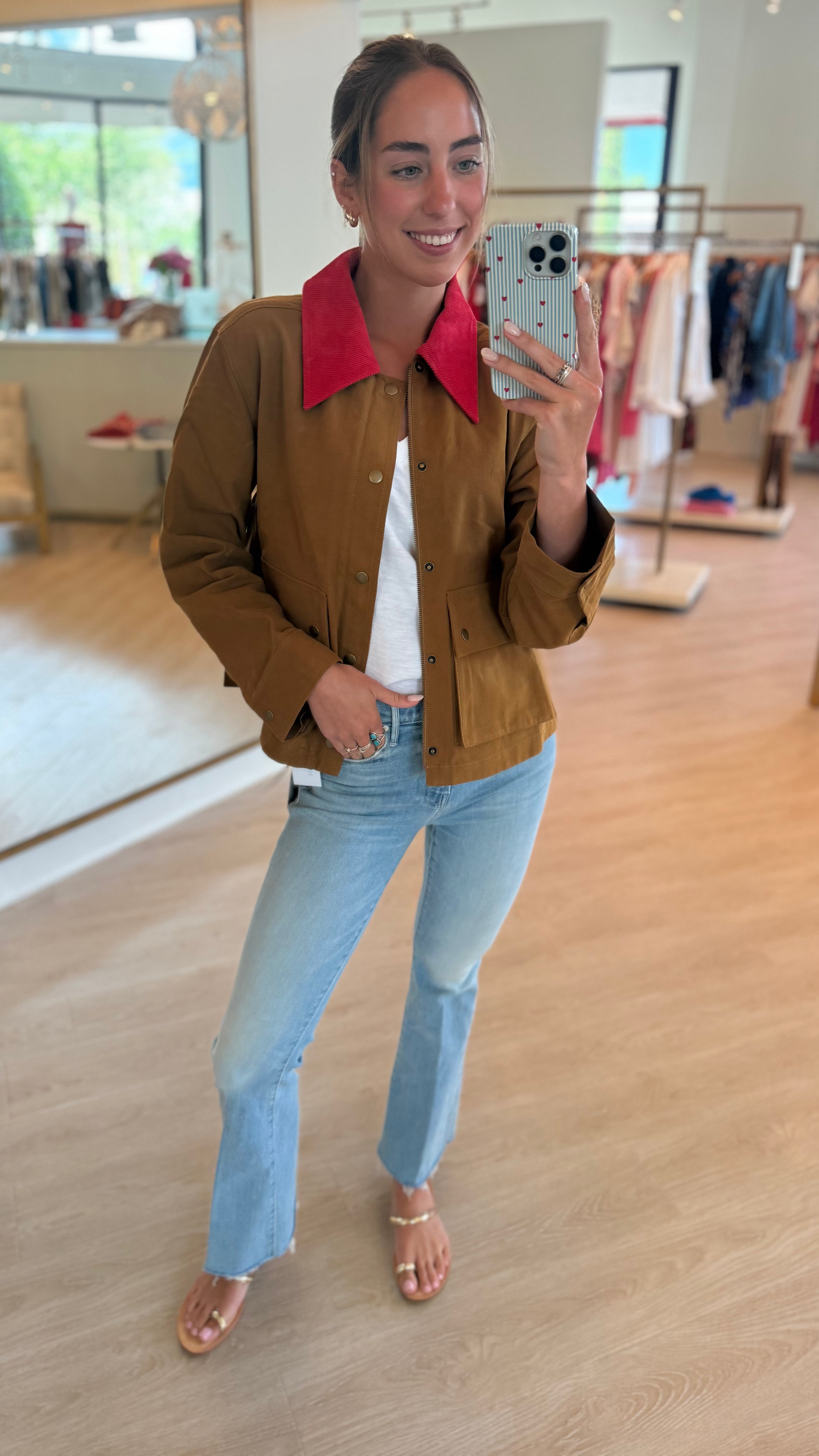 Th5028 Contrast Collar Jacket
