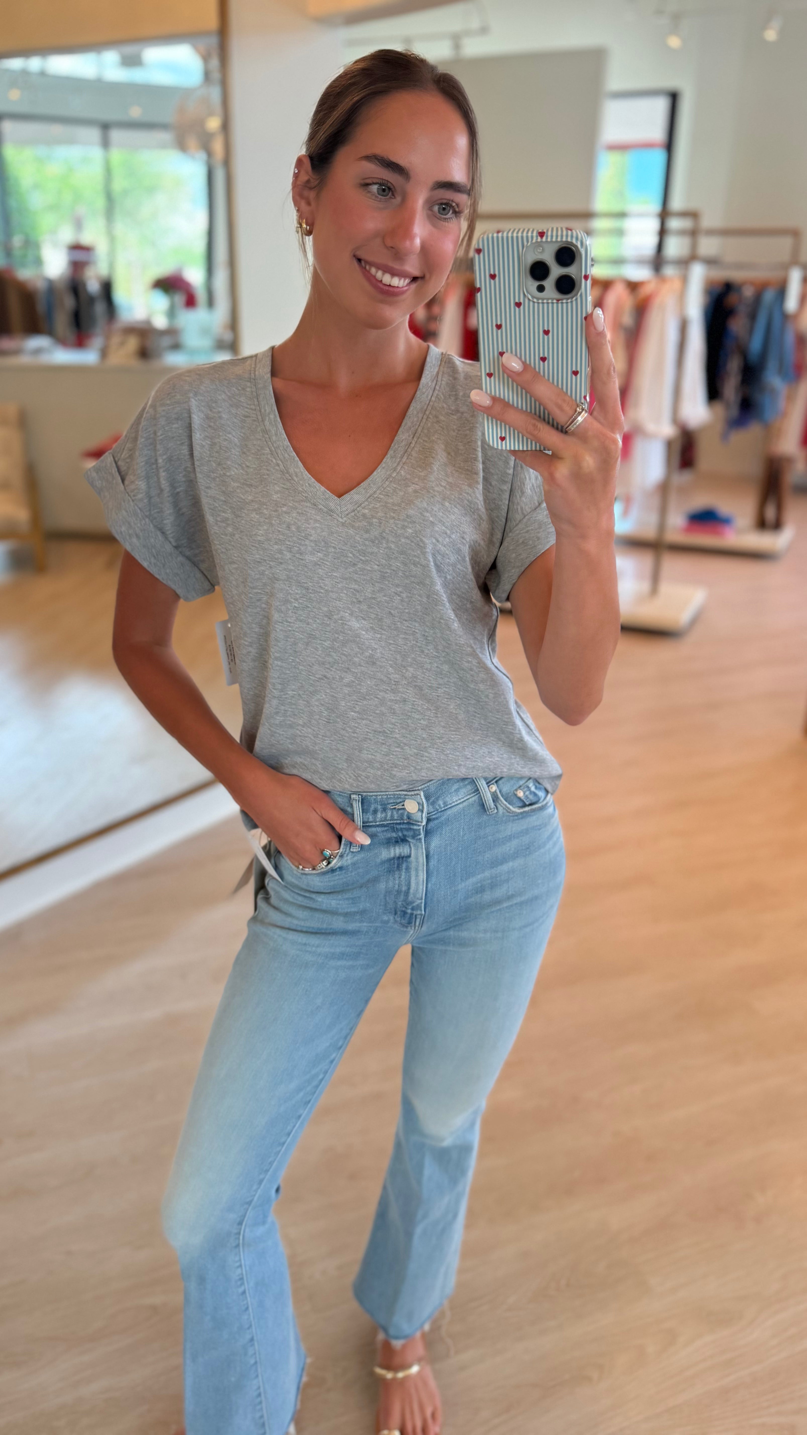 Na2329 Cuff Sleeve Tee - Grey