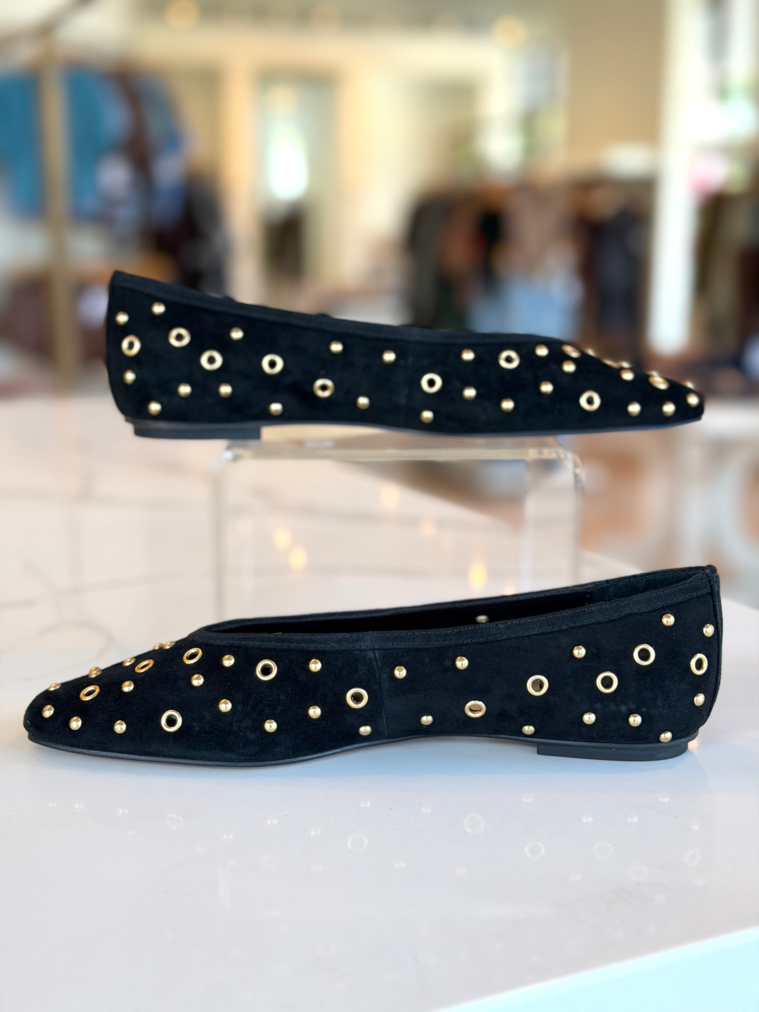 Dvcaret Black Studded Ballet Flat