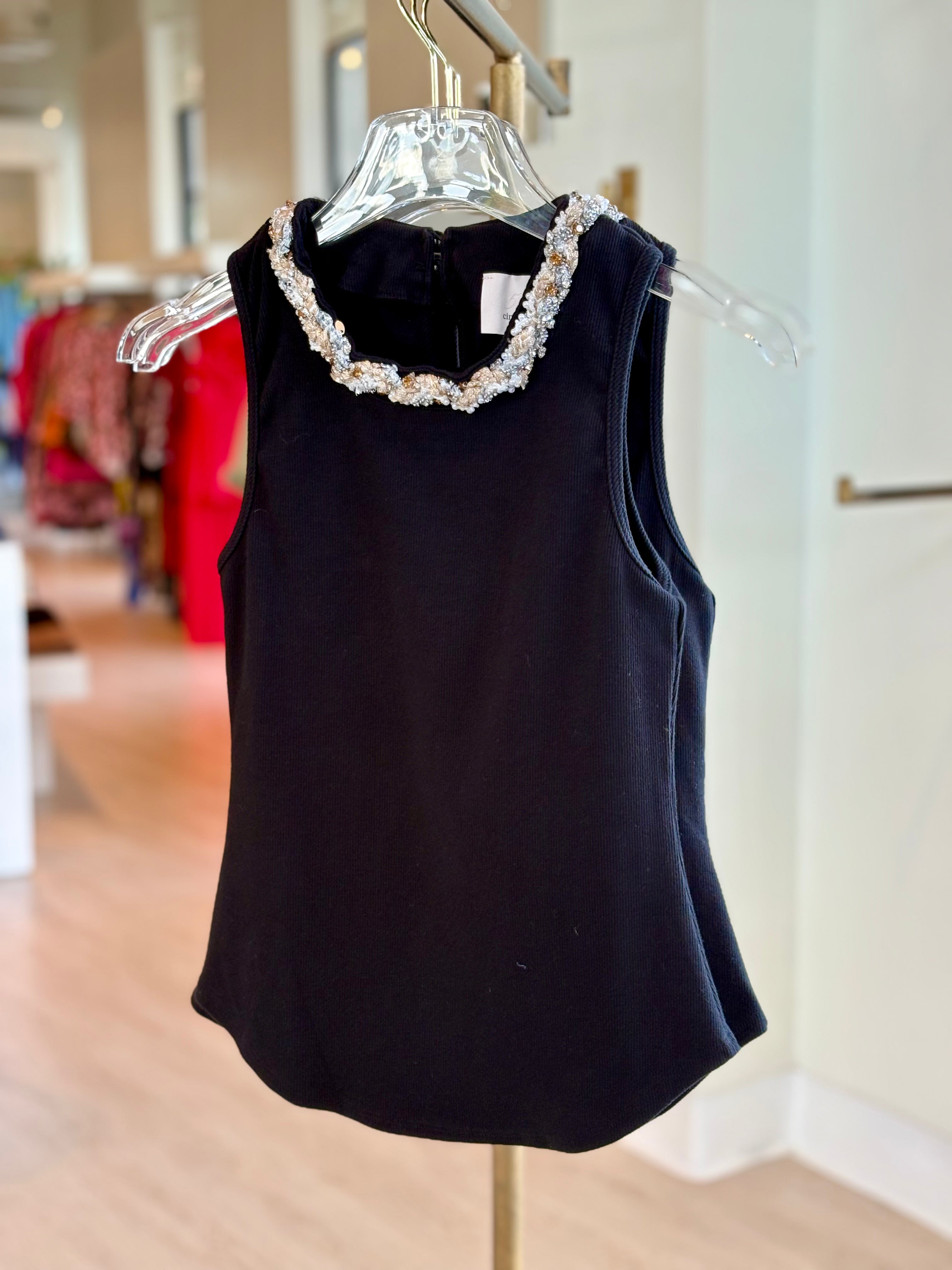 Ci1697 Embellished Tank - Black