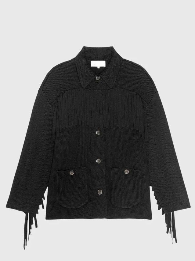 Tg1025 Western Fringe Knit Jacket