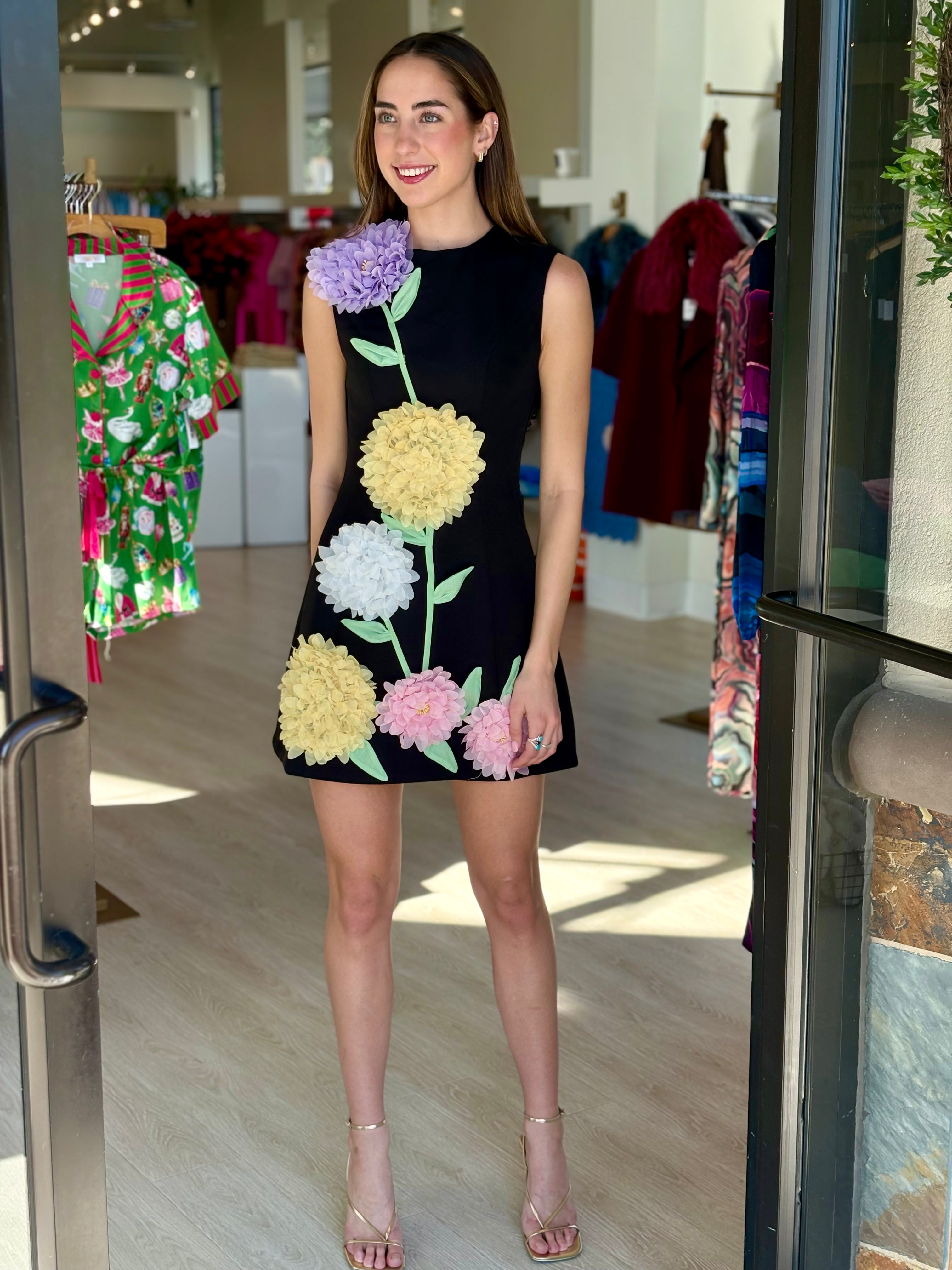 El42504 Appliqué Mini Dress