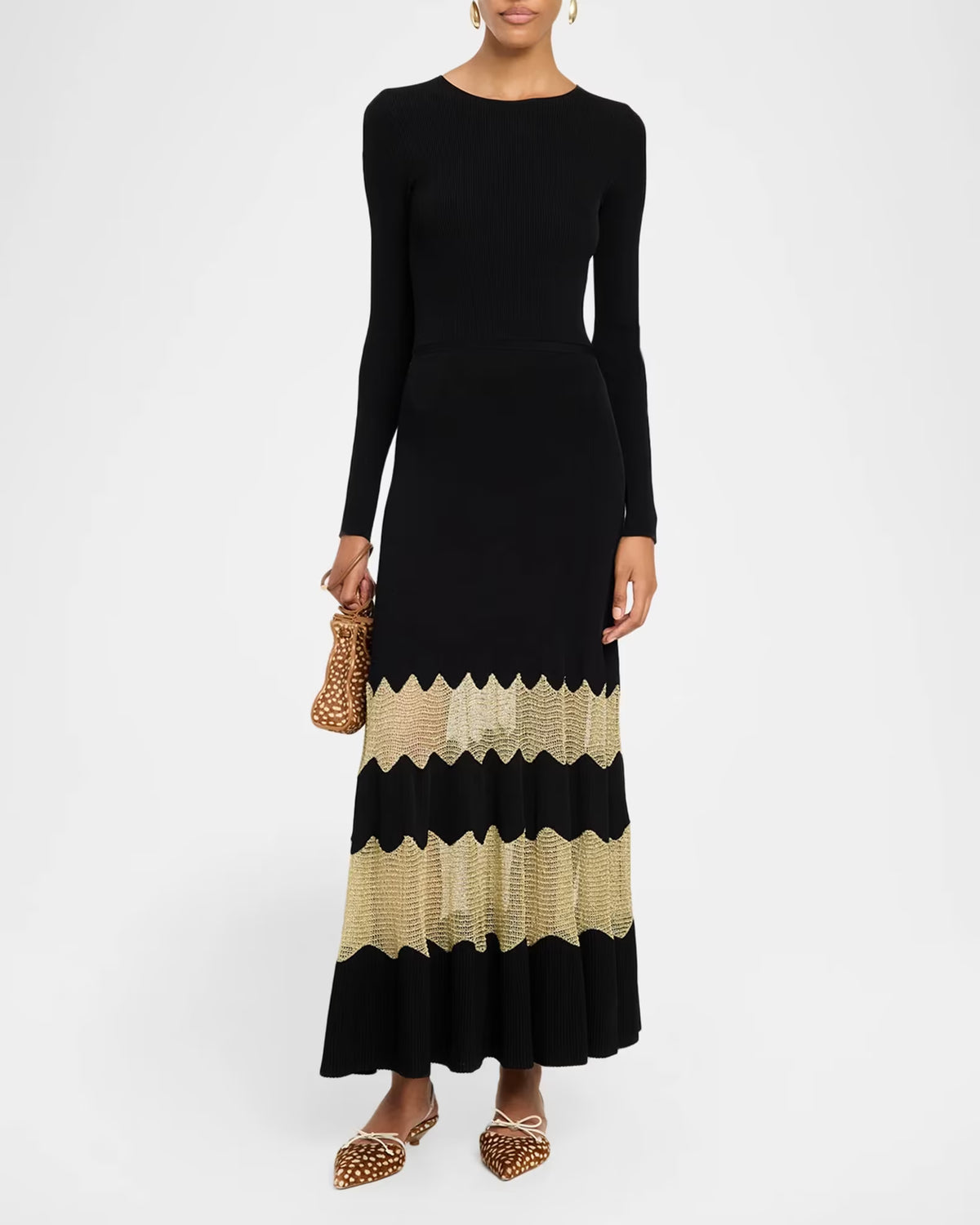 Ul0719 Mesh Panel Knit Dress