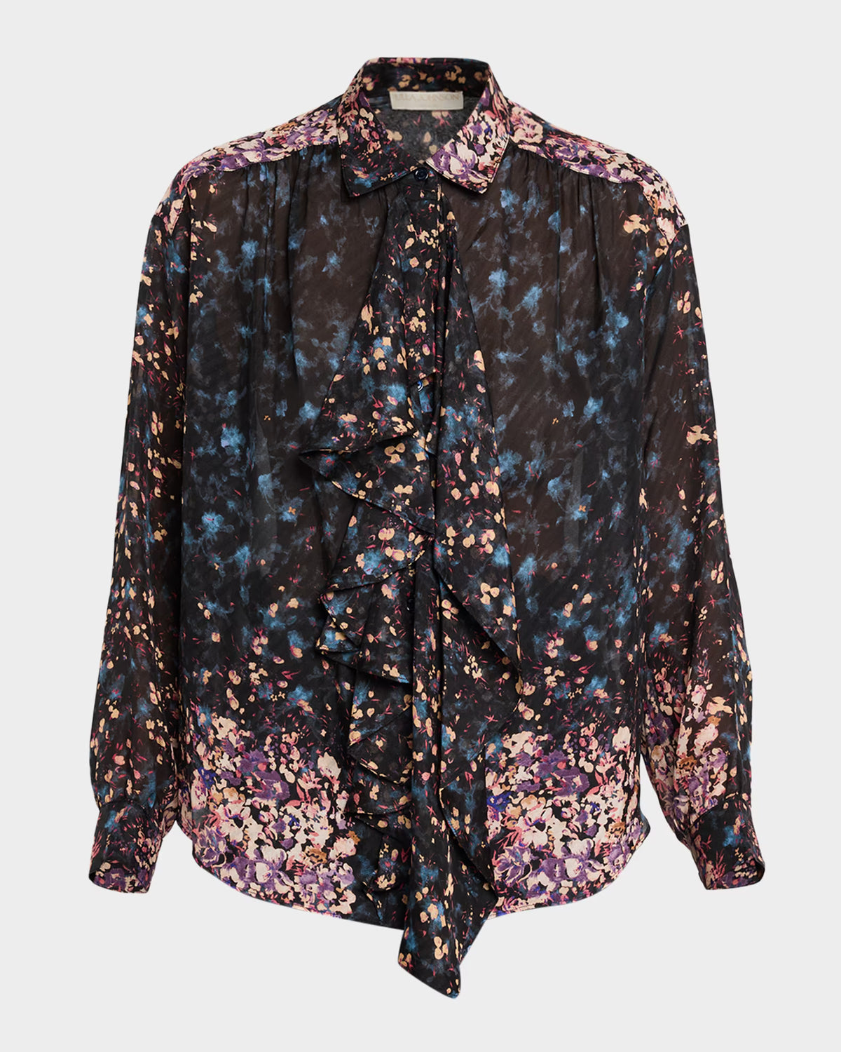 Ul0217 Garden Floral Silk Blouse
