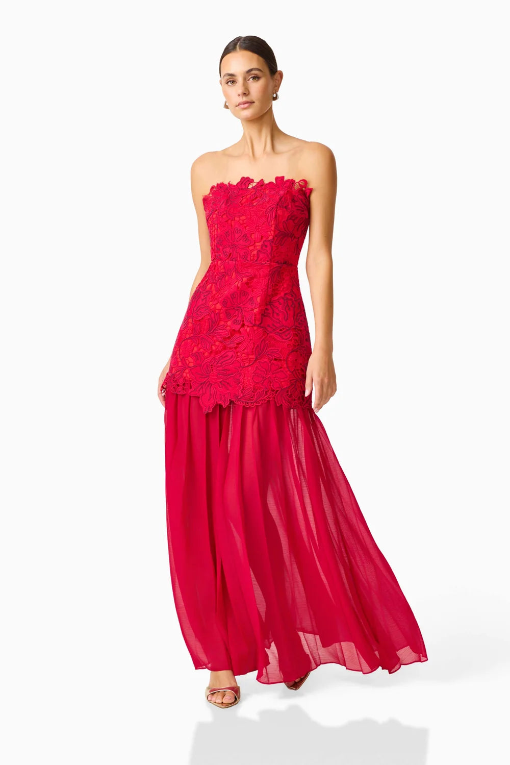 El2617 Red Lace Gown