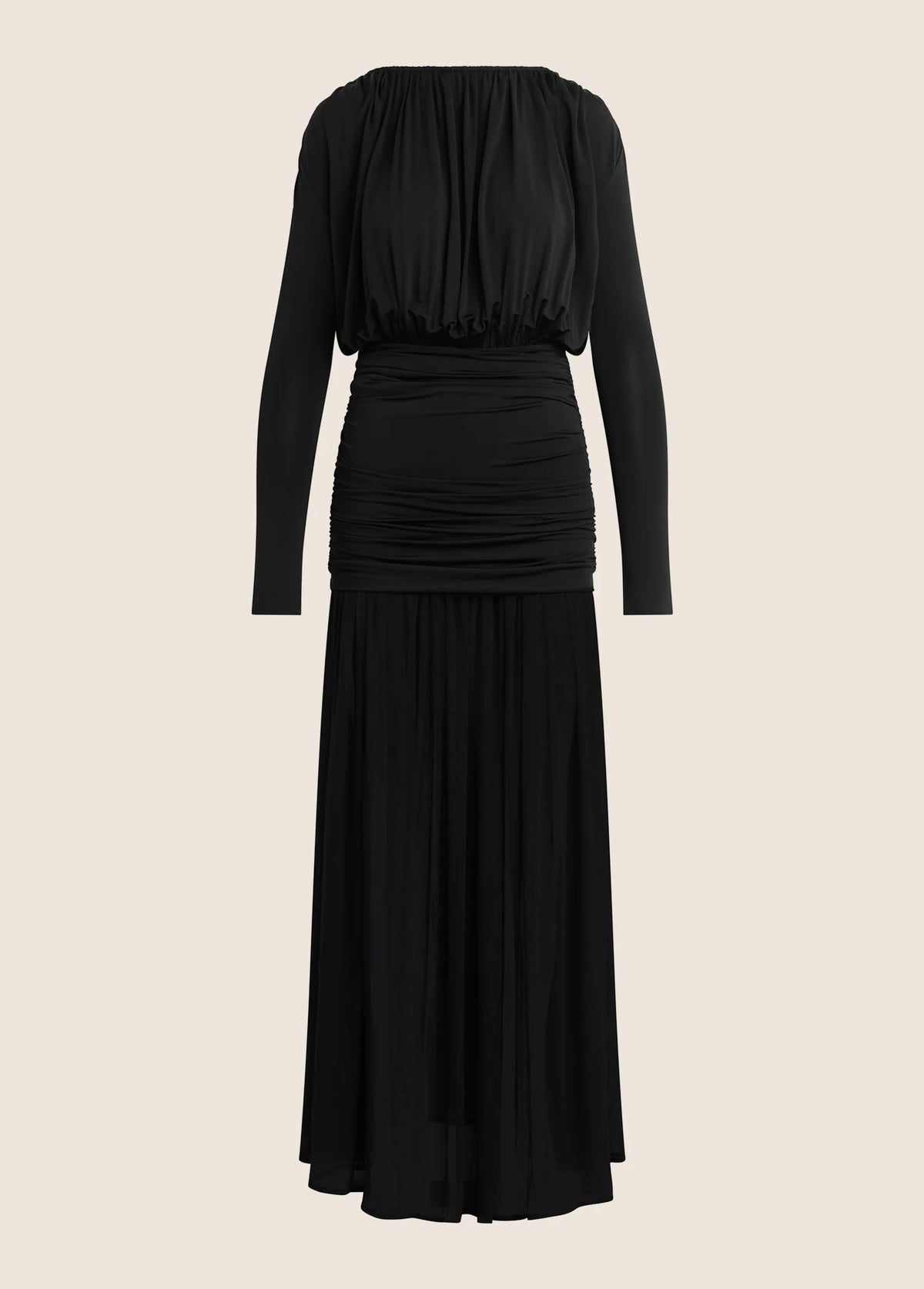 Faj4933 Black Boatneck Maxi Dress