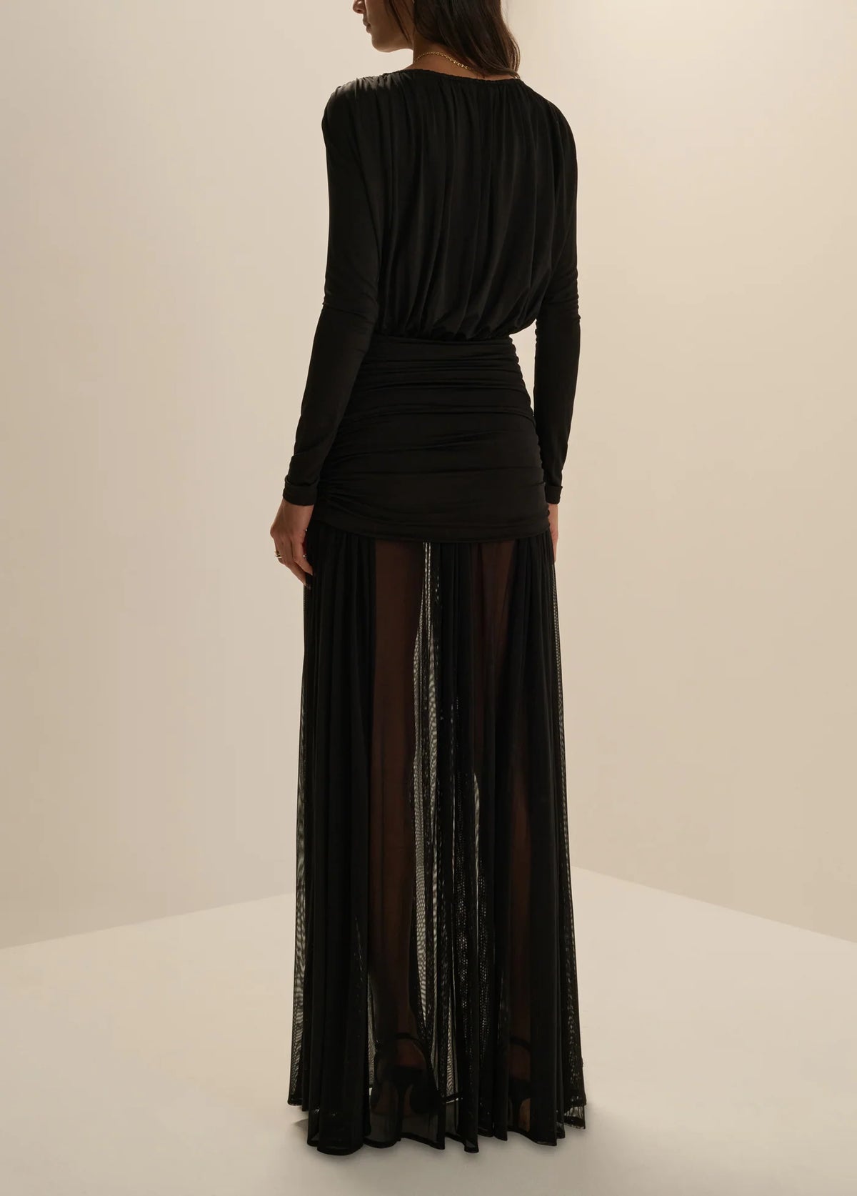 Faj4933 Black Boatneck Maxi Dress