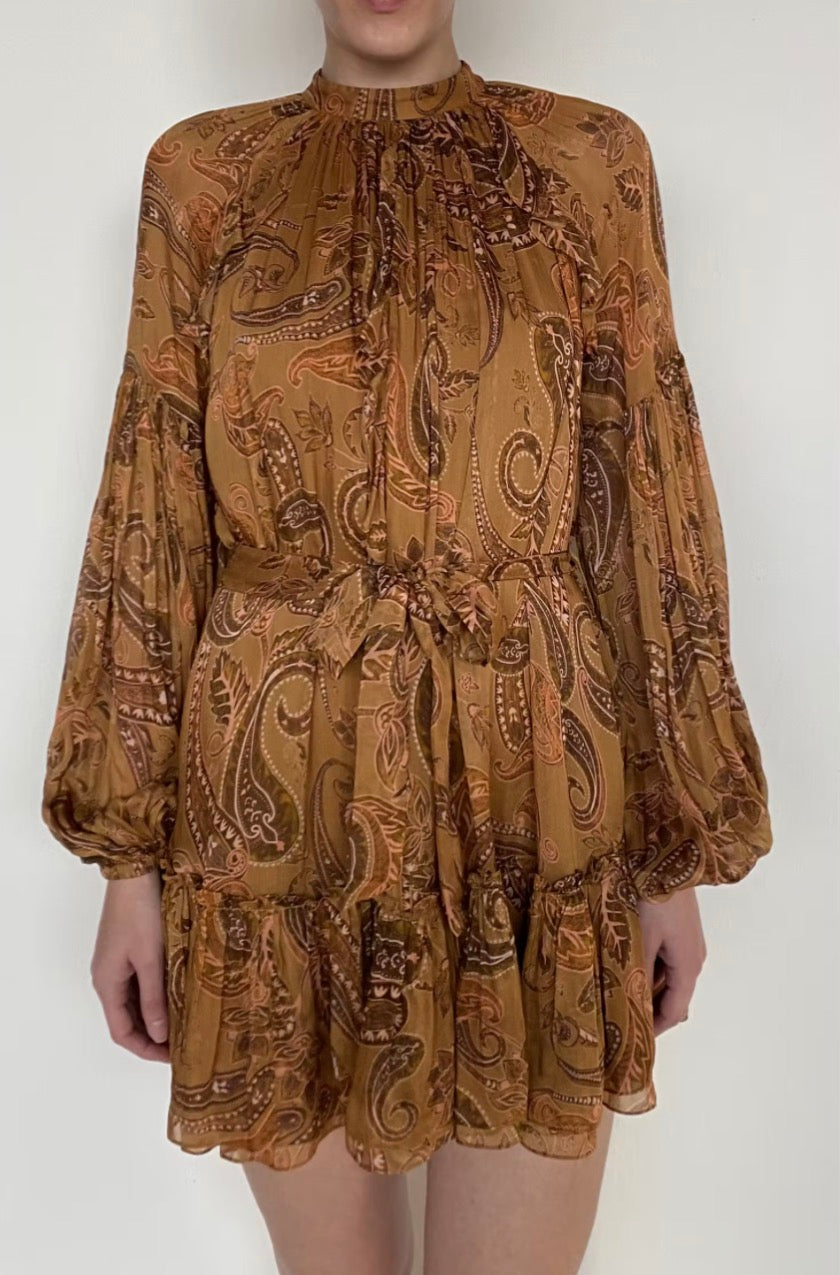 He6016 Paisley Chiffon Mini Dress