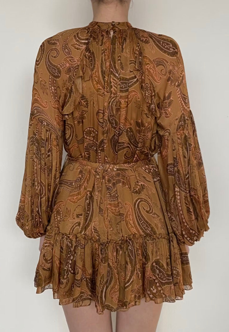 He6016 Paisley Chiffon Mini Dress