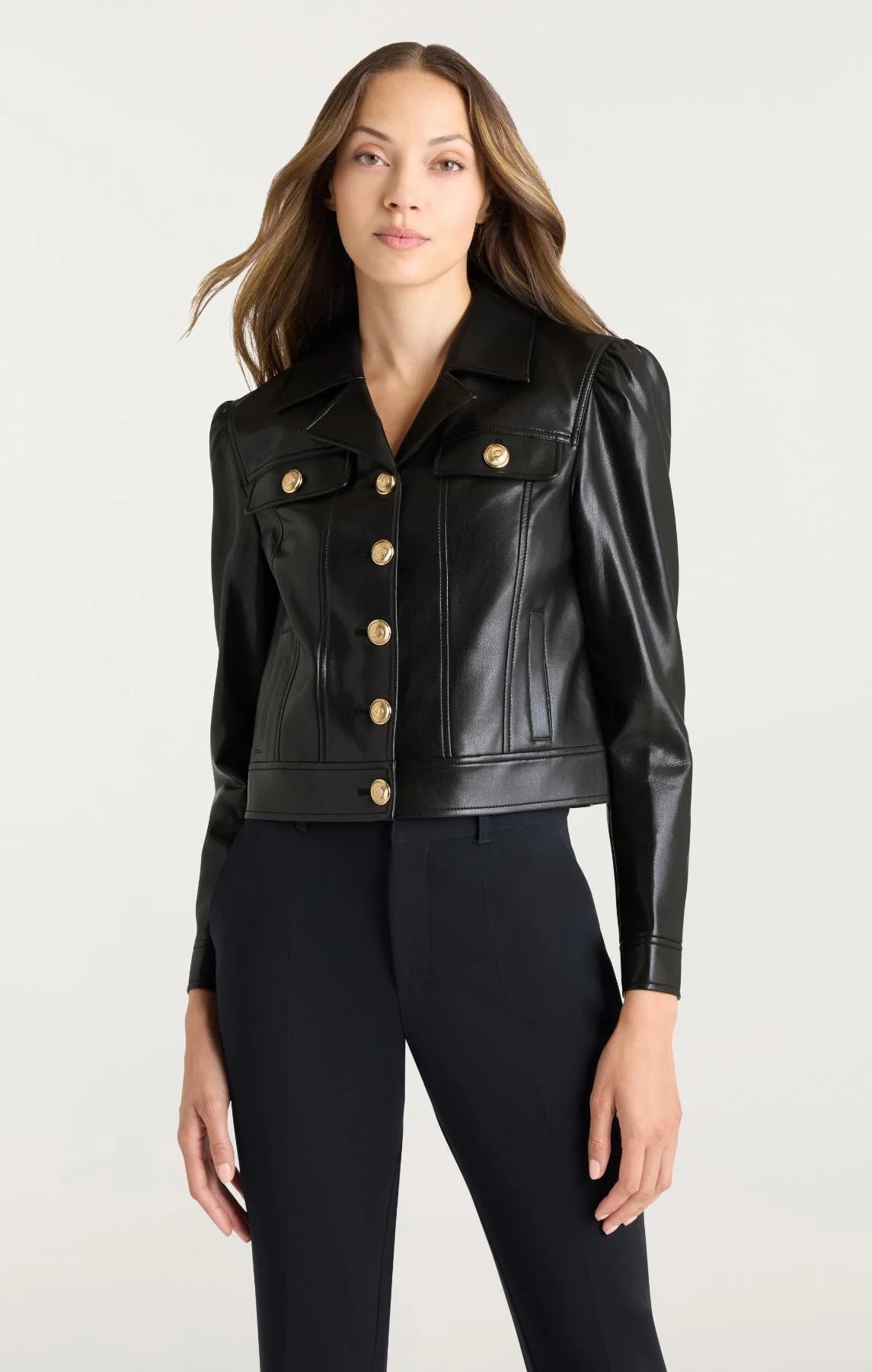 Cizj89158 Black Faux Leather Jacket