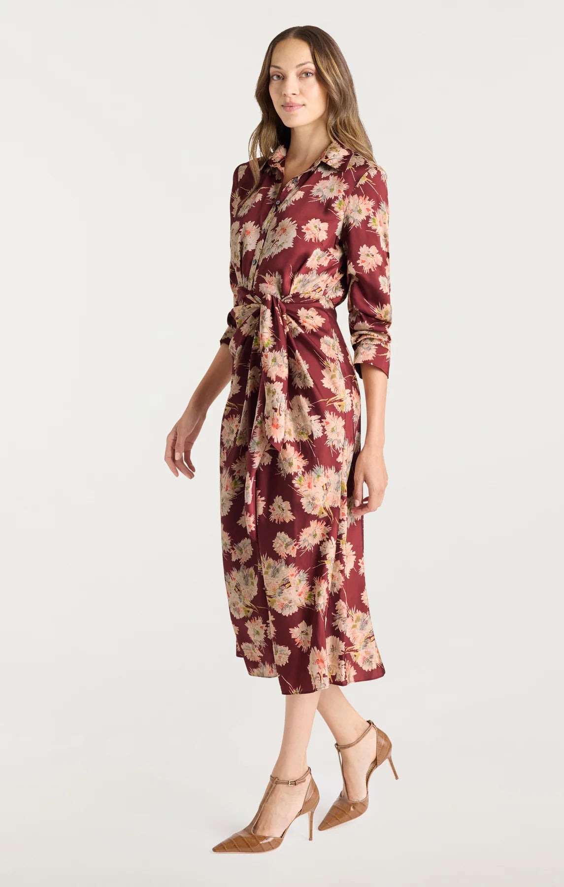 Ci0467 Bouquet Wrap Midi Dress