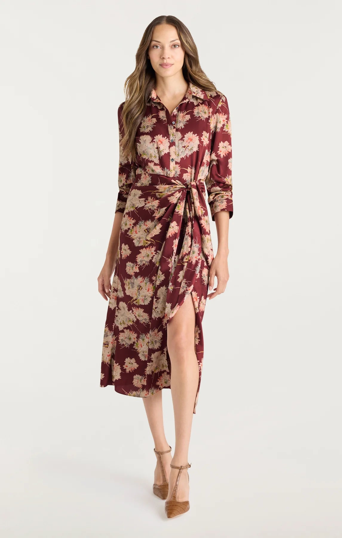 Ci0467 Bouquet Wrap Midi Dress